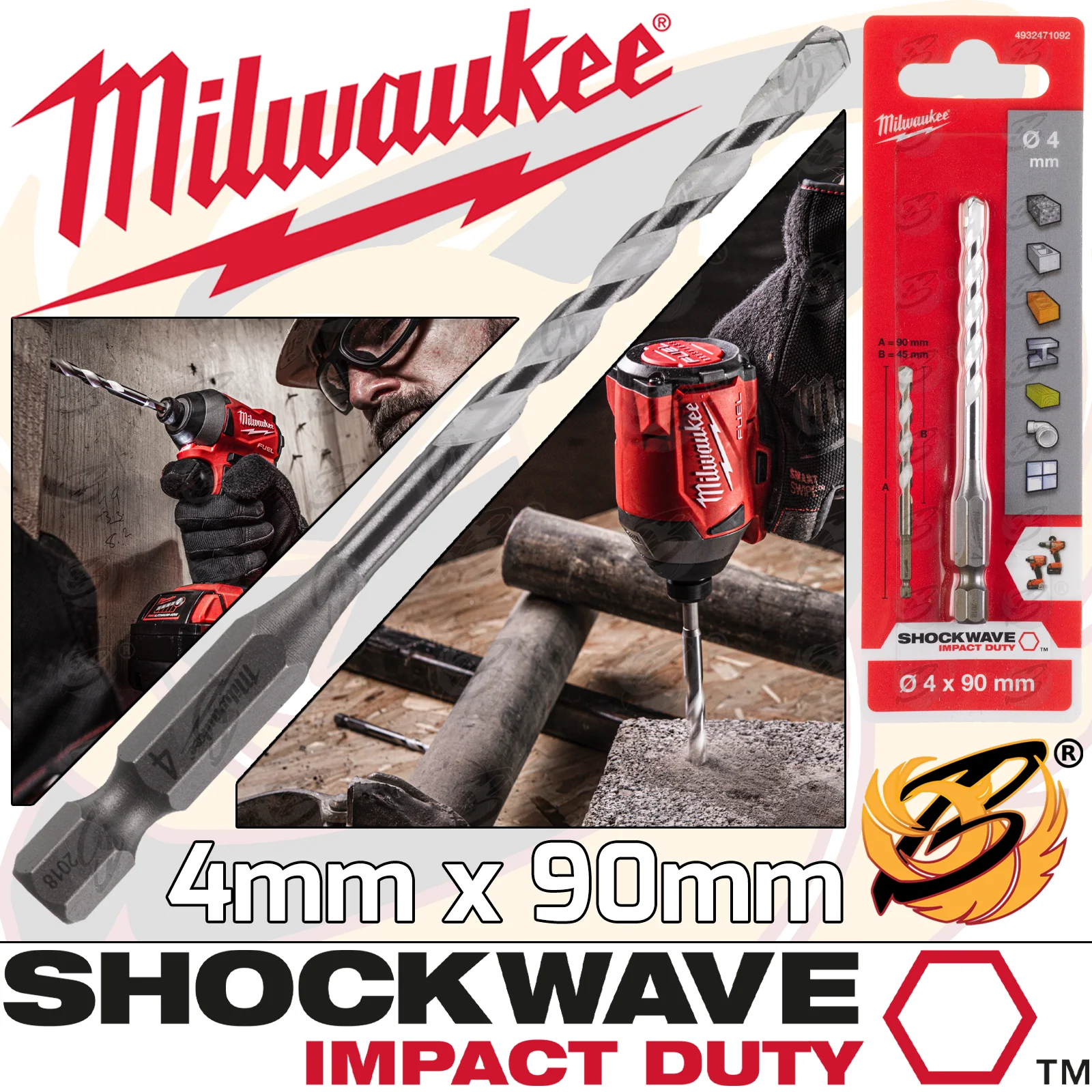 Milwaukee 4mm x 90mm Multi Material Drill Bit ( 4932471092 )