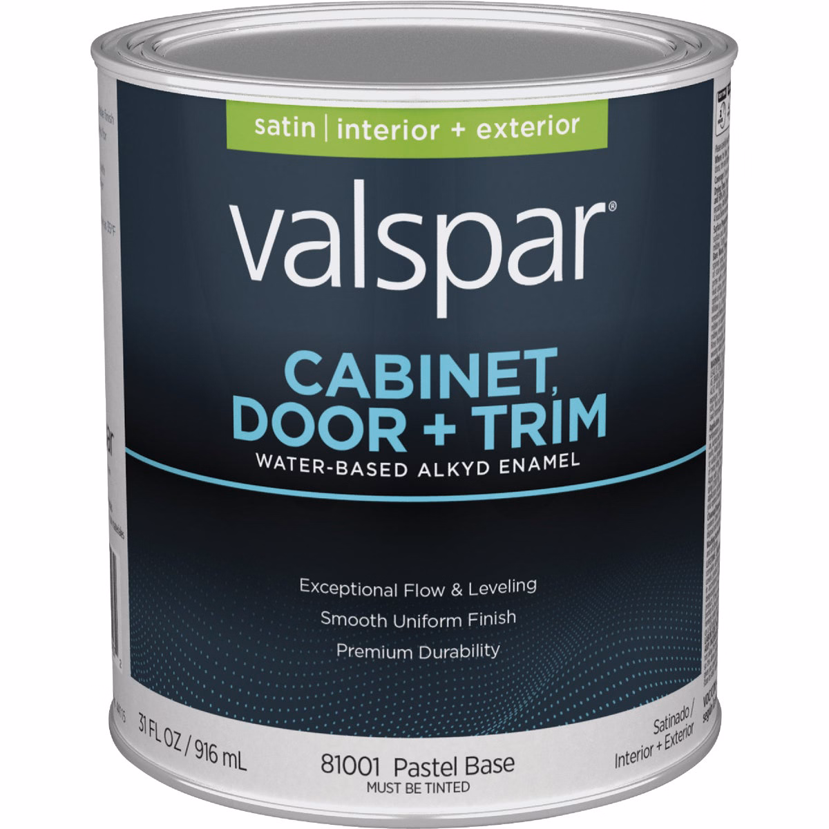 Valspar Cabinet Door & Trim Waterborne Alkyd Satin Interior/Exterior Enamel, Pastel Base, 1 Qt.