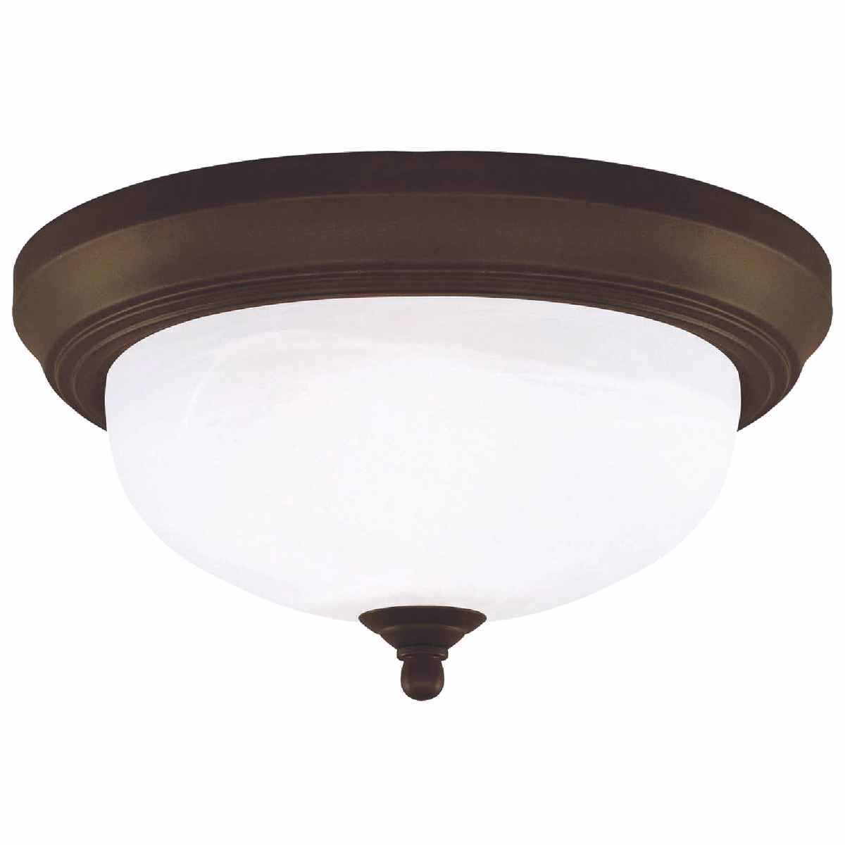 Canarm 13 In. Oil Rubbed Bronze Incandescent Flush Mount Ceiling Light Fixture with Alabaster Glass