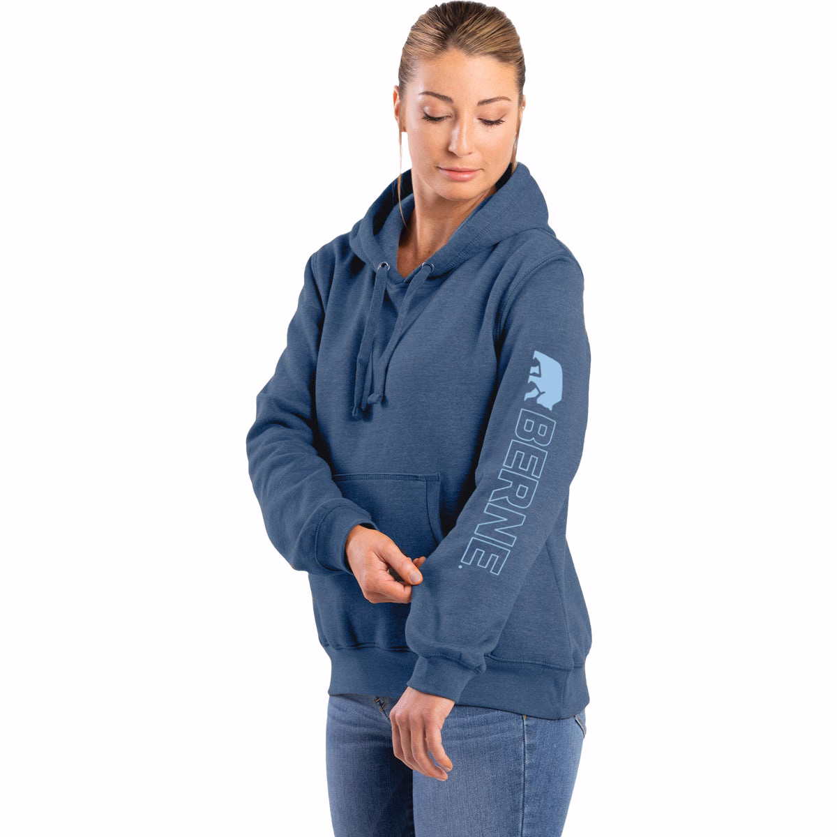 Berne 2XL Steel Blue Women's Signature Sleeve Pullover Hooded Sweatshirt
