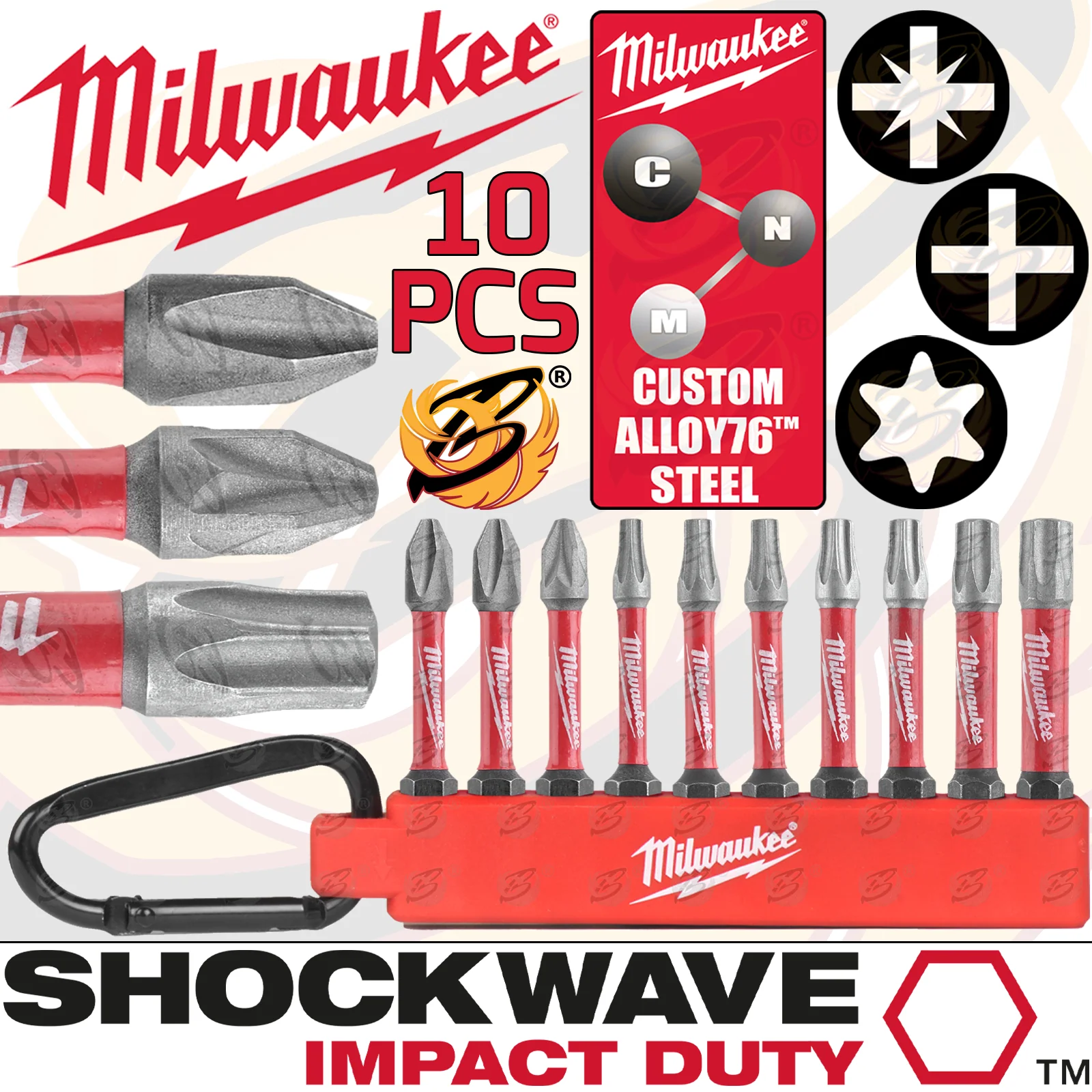 Milwaukee 10 Piece Impact Drill / Driver Bit Set ( Shockwave Impact Duty ) ( 4932480941 )