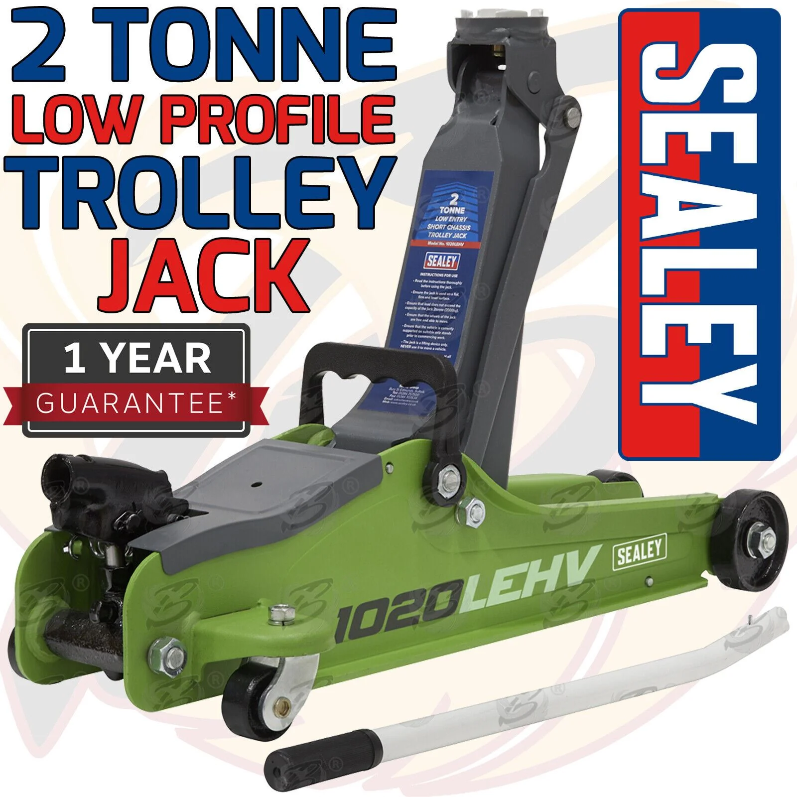 Sealey 2 Tonne Low Profile Trolley Jack ( Green )  1020LEHV