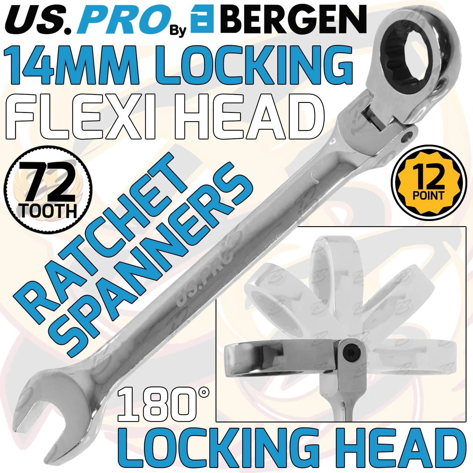 US Pro Flexible Ratchet Spanners 14mm Locking Flexi Combination Wrench Spanner  3681