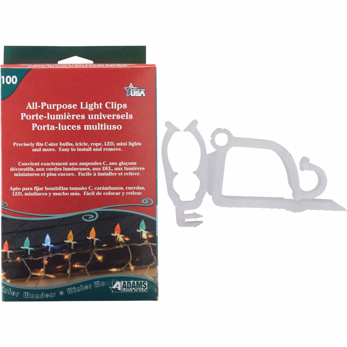 Adams White Gutter & Shingle All-Purpose Light Clips (100-Pack)