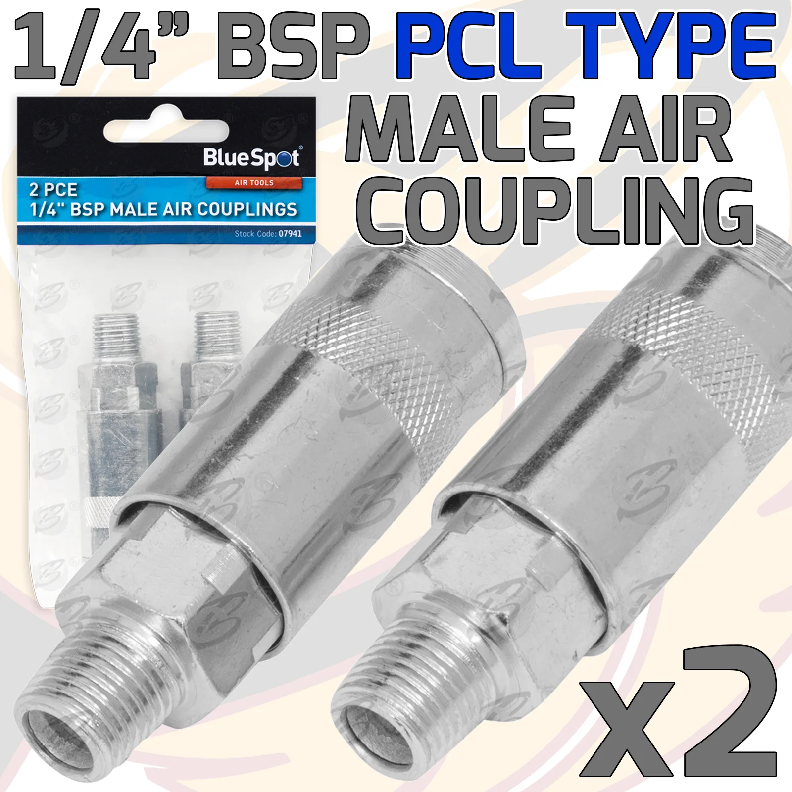 BlueSpot 2 Piece 1/4″ Bsp Male ( Piecel Type ) Air Couplings ( 07941 )