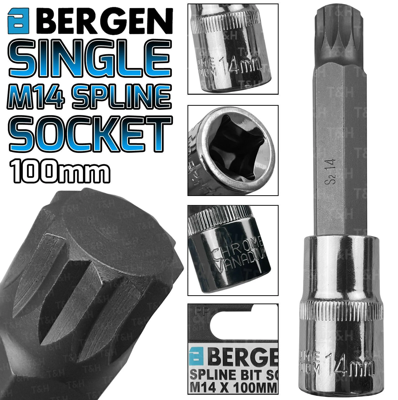 US PRO M14 1/2″ DRIVE 100MM LONG SPLINE BIT SOCKET ( SINGLE )