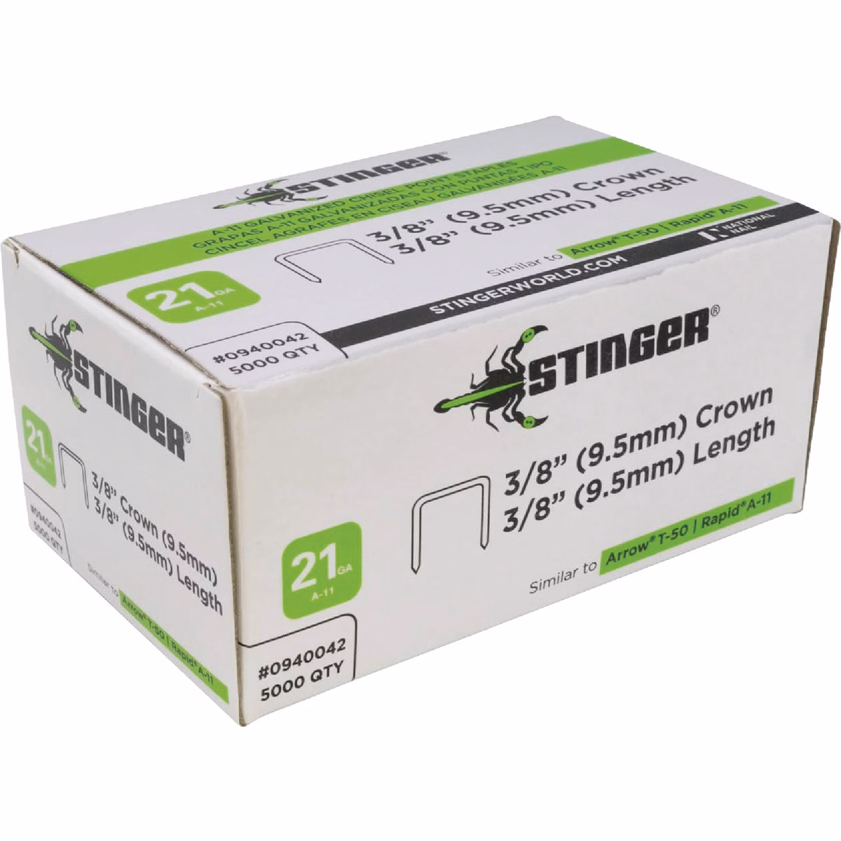 Stinger 3/8 In. A-11 Galvanized Hammer Tacker Staple (5000-Count)
