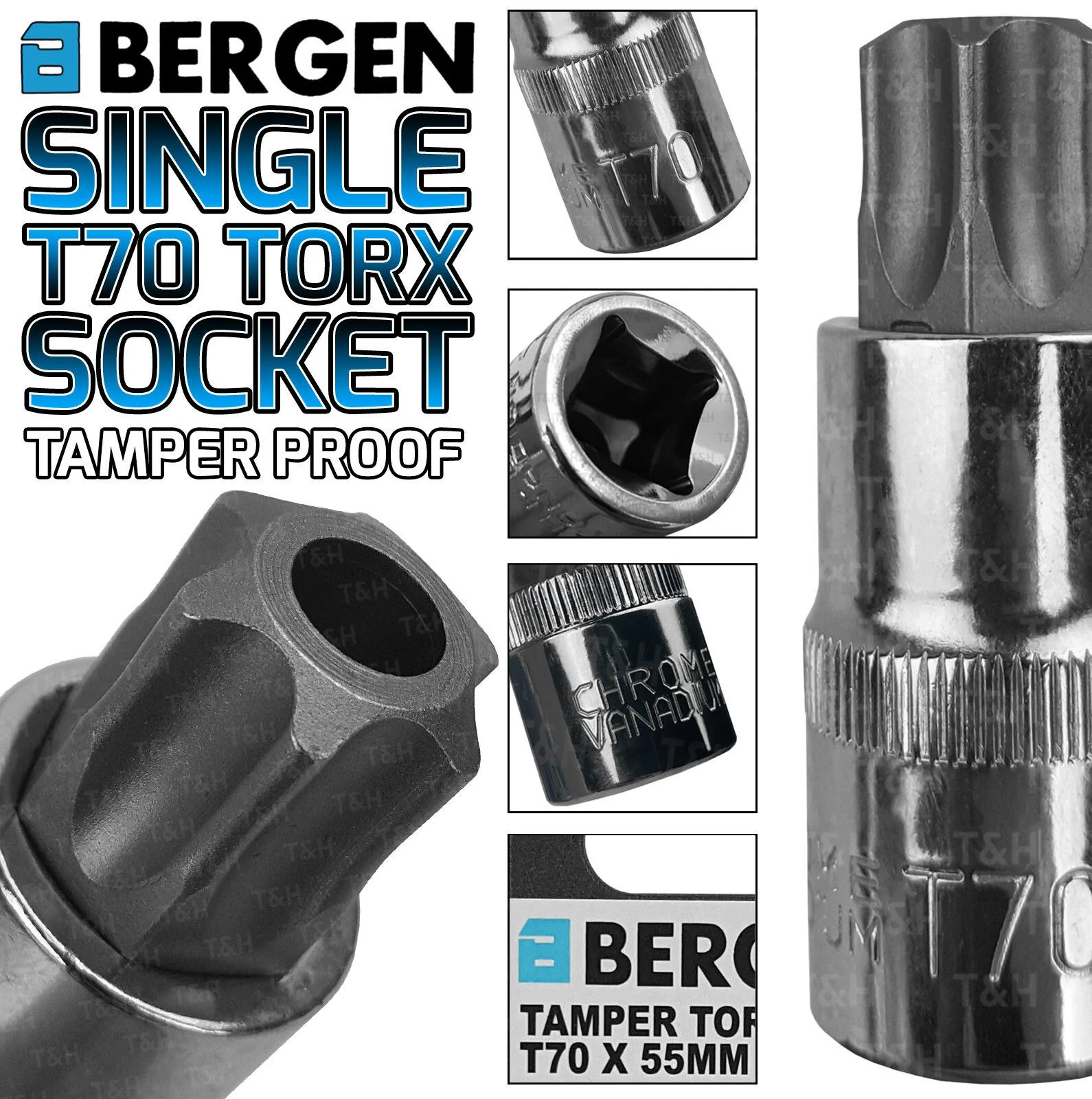 US Pro T70 1/2″ Drive 55mm Long Tamperproof Torx Bit Socket ( Single )  2009