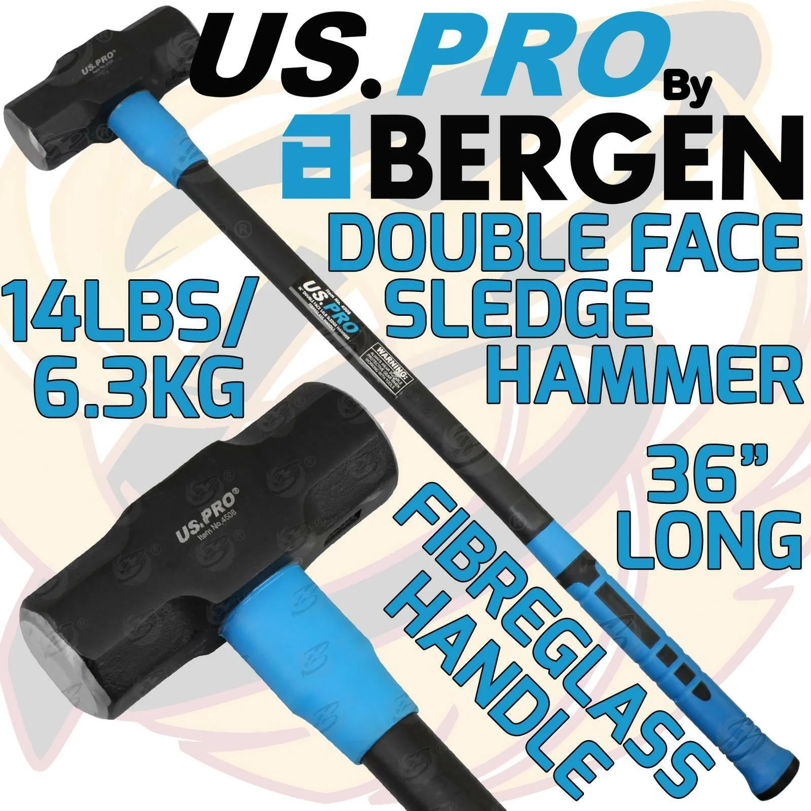 US Pro 6.3Kg 36″ Long Fibreglass Sledge Hammer  4508