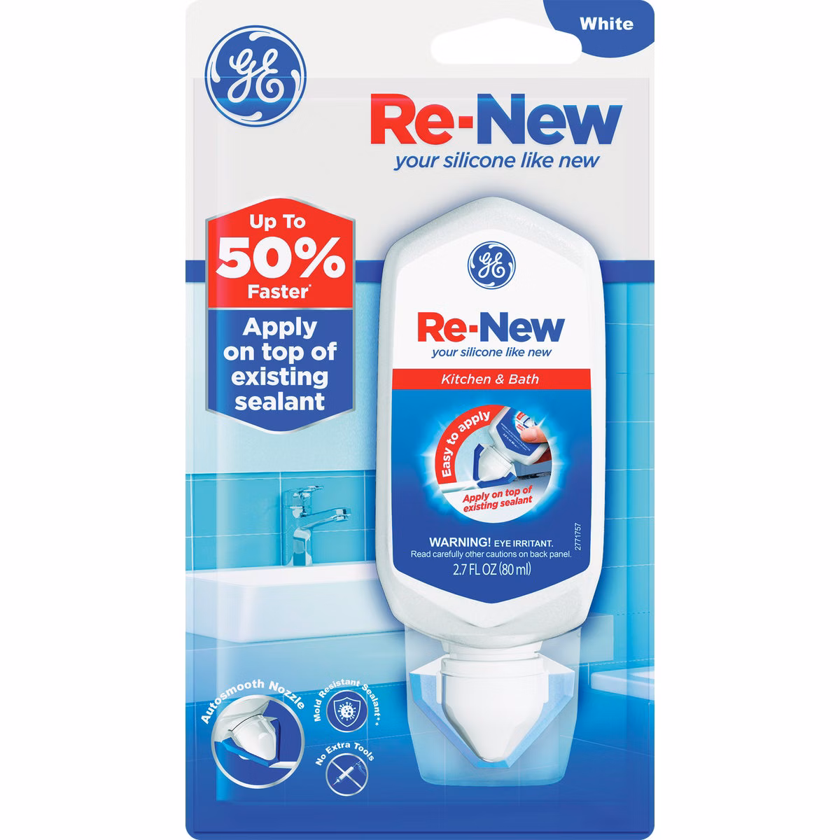 GE Re-New 2.7 Oz. White Kitchen & Bath Silicone Sealant