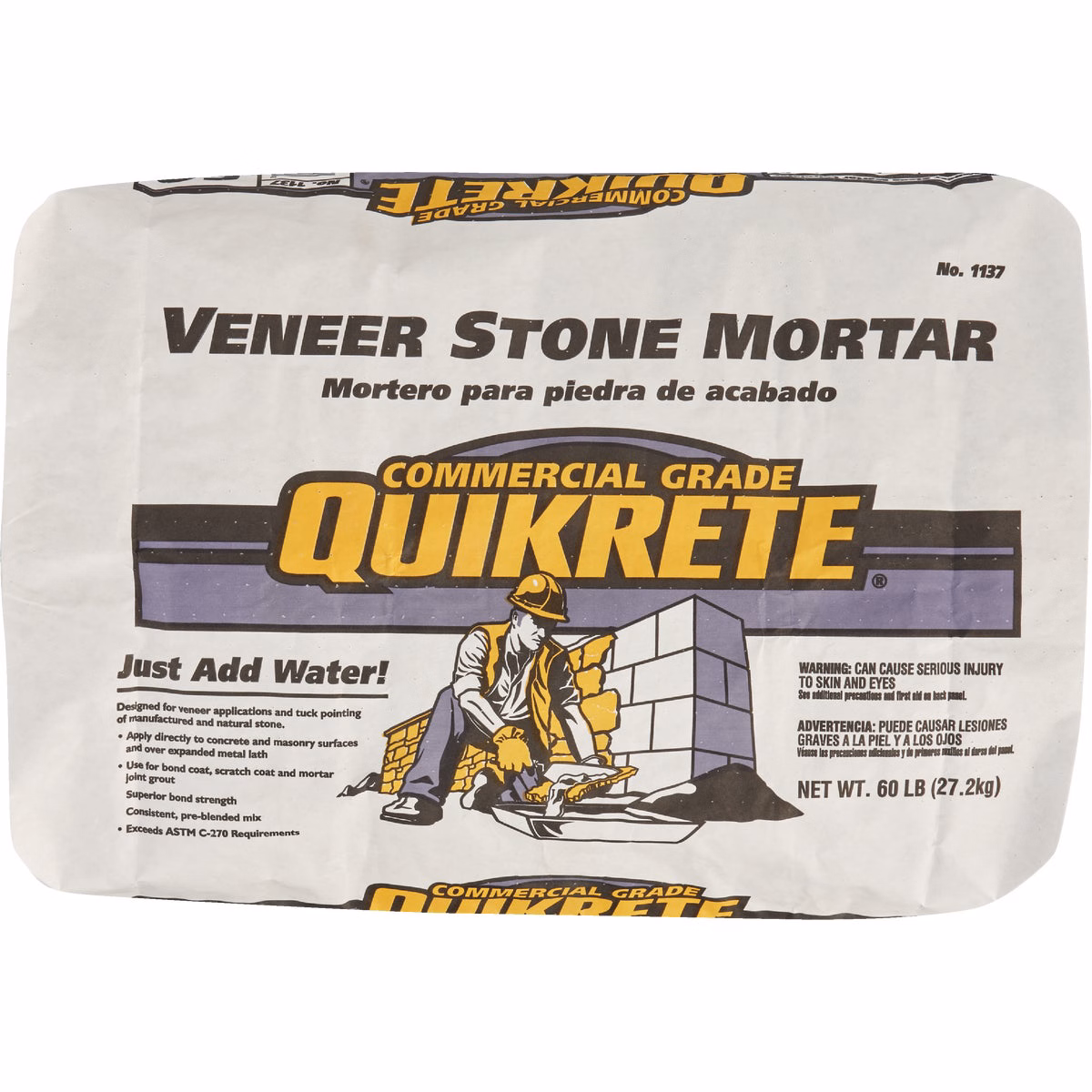Quikrete 60 Lb. Gray Type S Veneer Stone Mortar Mix