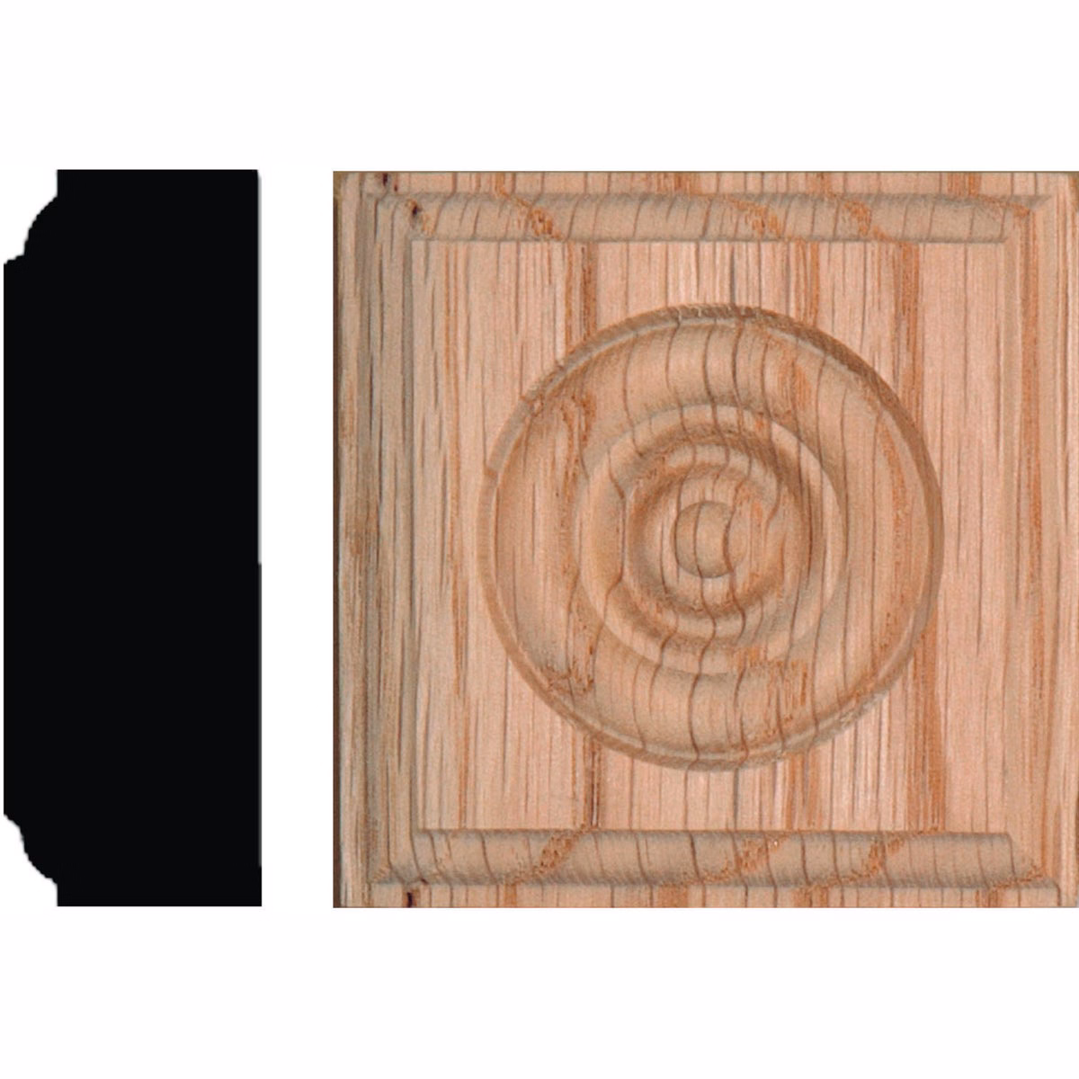 House of Fara 7/8 In. x 2-1/2 In. Unfinished Red Oak Rosette Block
