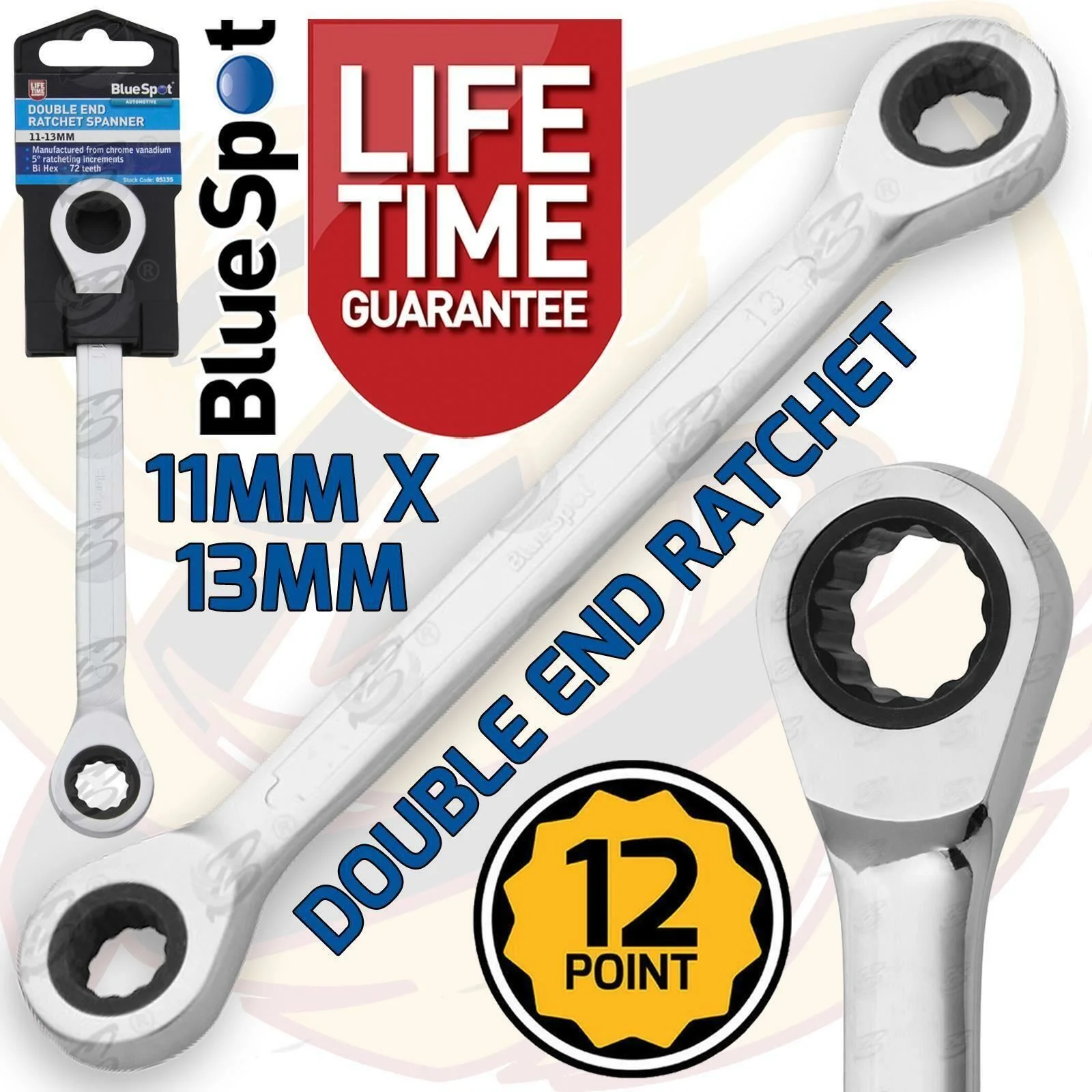 BlueSpot 11mm x 13mm 72 Tooth Double Ended Ratchet Spanner ( 05135 )