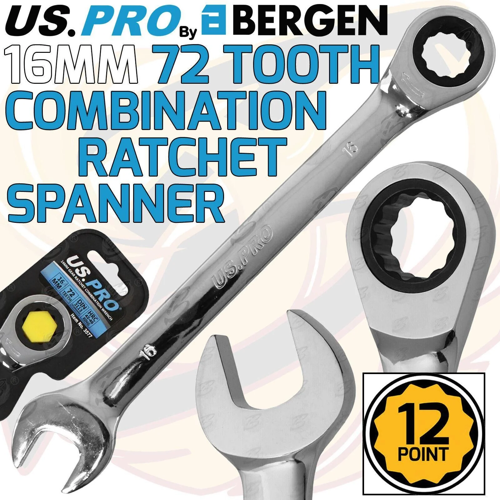 US Pro 16mm 72 Tooth Ratchet Spanner  3577