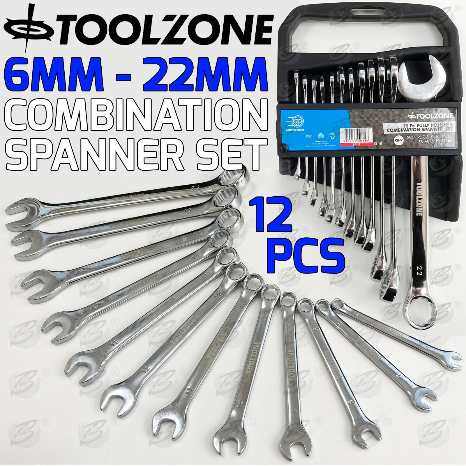 Toolzone 12 Piece Combination Spanner Set 6mm – 22mm ( SP110 )