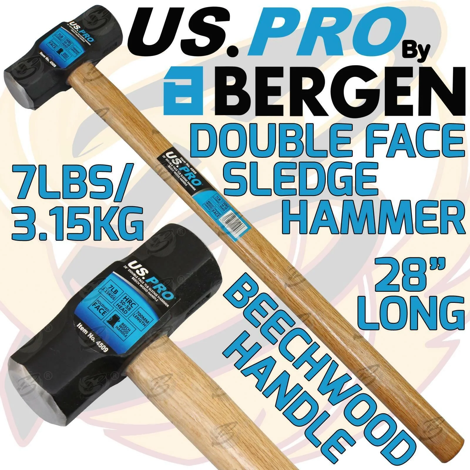 US Pro 3.15Kg 36″ Long Beechwood Sledge Hammer  4509 ( DIS )