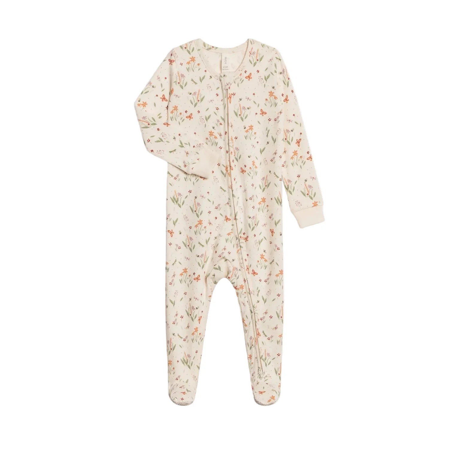 Colored Organics Peyton Zipper Sleeper – Butterfly / Fog + Mint