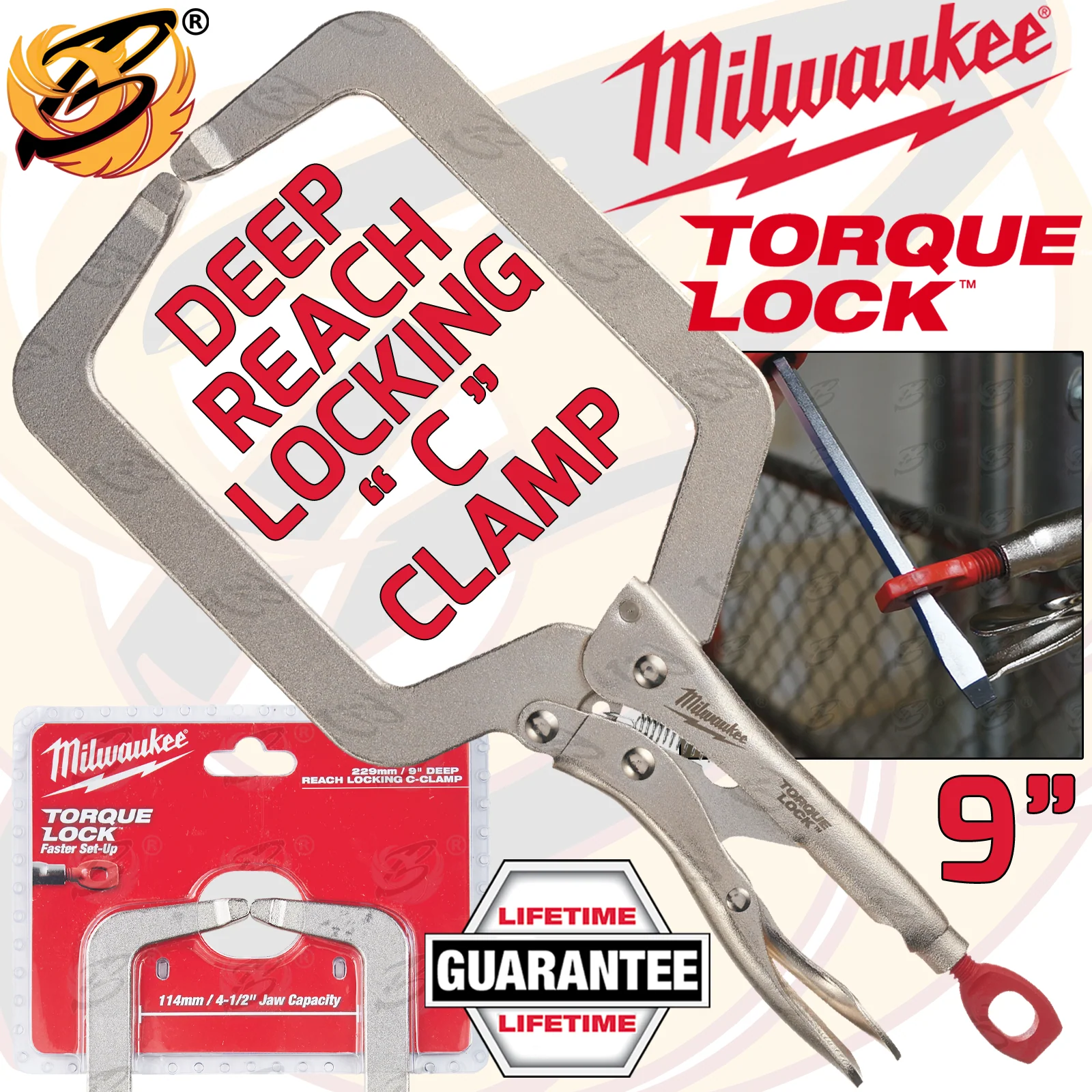 Milwaukee 9″ Deep Reach Regular Jaw Torque Lock Locking Pliers ( 4932472257 )