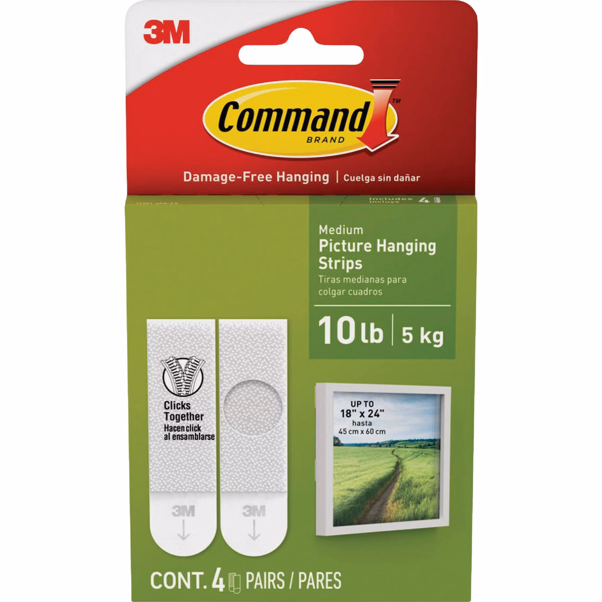 Command 10 lb White Picture Hanging Strips, 4 Pairs