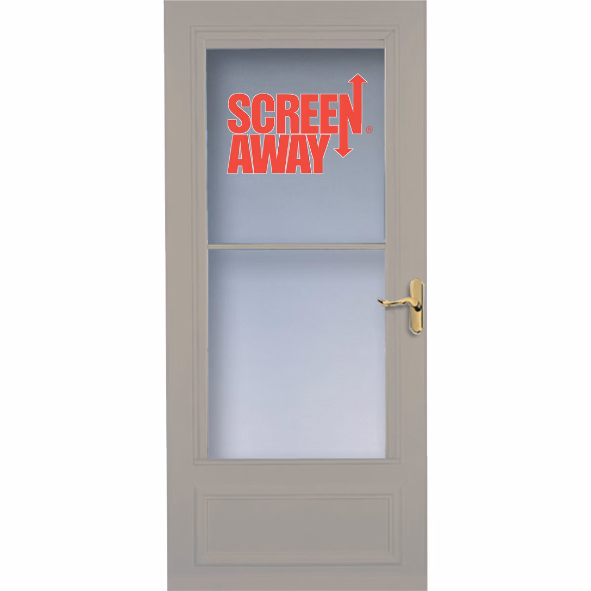 Larson Screenaway Lifestyle 36 In. W x 80 In. H x 1 In. Thick Sandstone Mid View DuraTech Storm Door