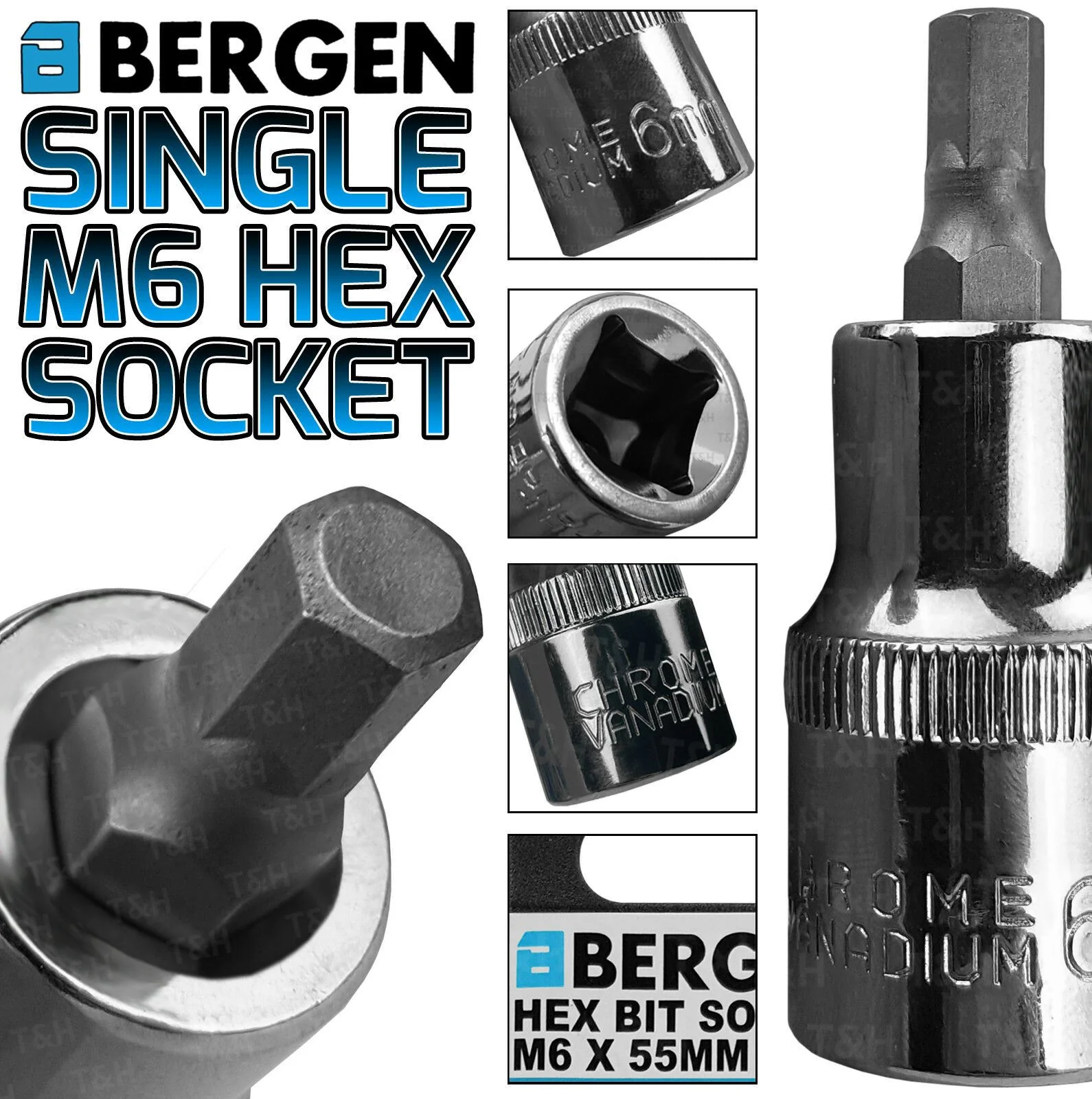 US PRO H6 1/2″ DRIVE 55MM LONG HEX BIT SOCKET ( SINGLE )