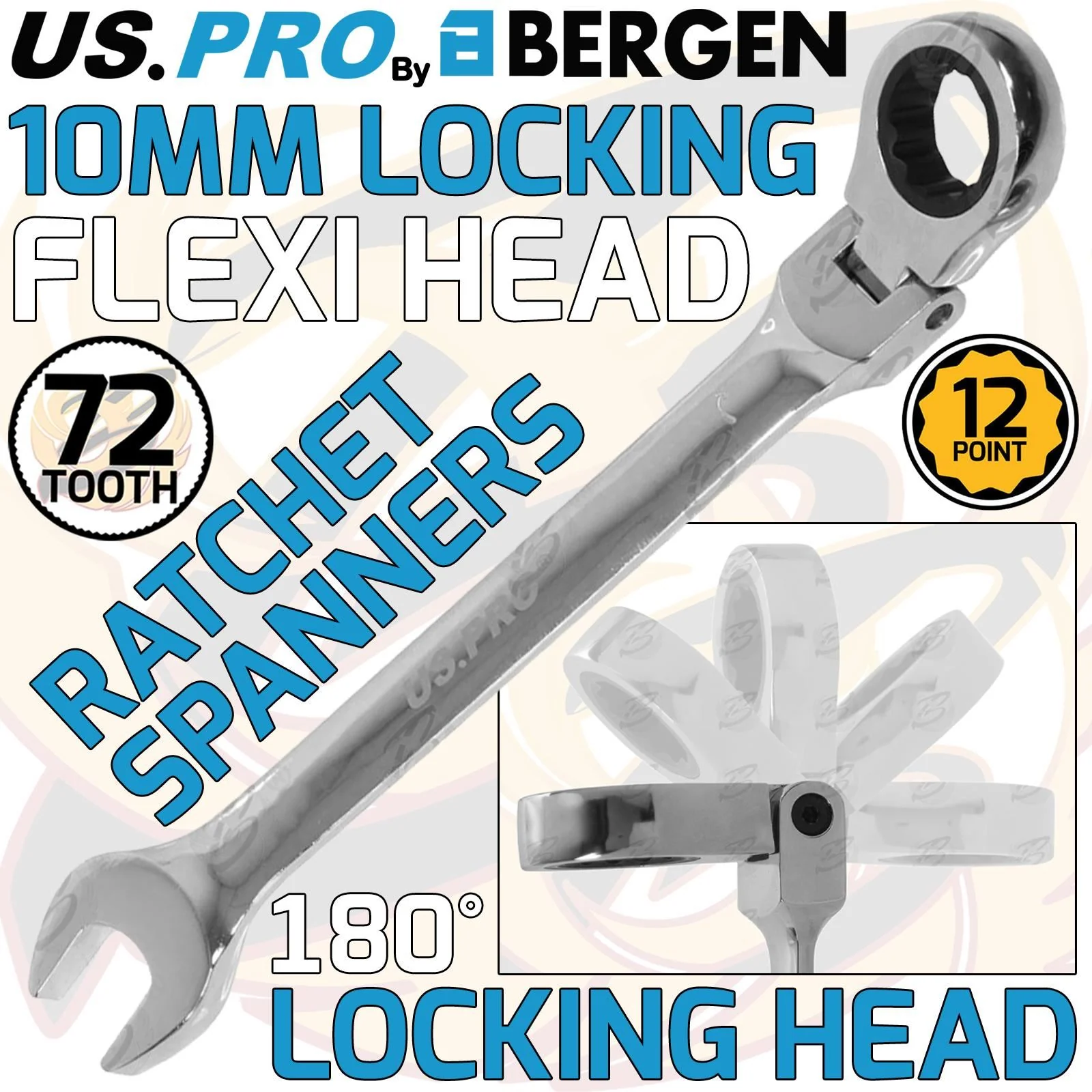 US Pro Flexible Ratchet Spanners 10mm Locking Flexi Combination Wrench Spanner  3678