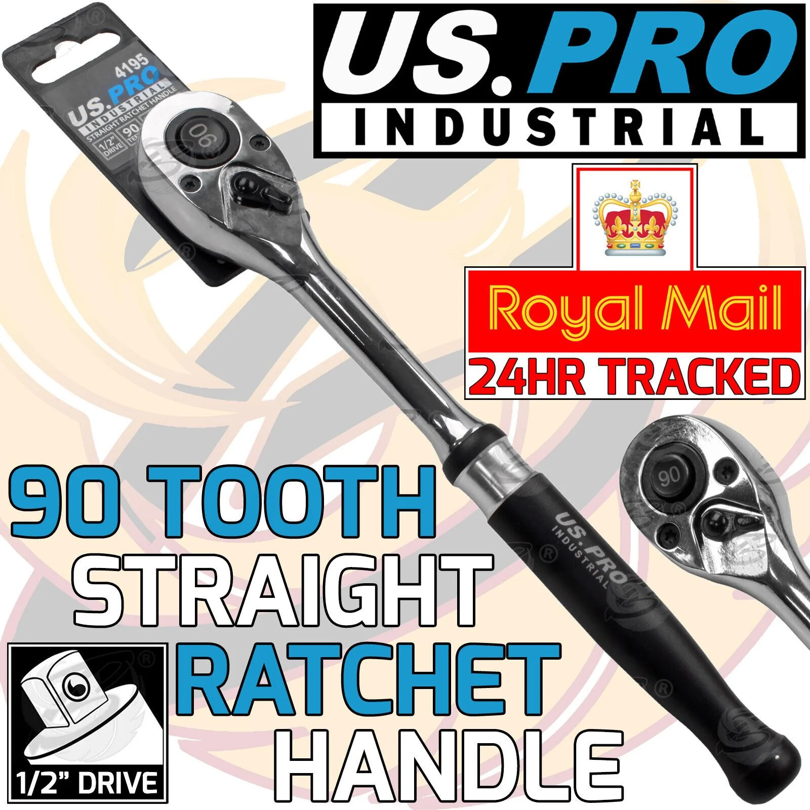 US Pro Industrial 1/2″ Drive 90 Tooth Ratchet Handle  4195 / 4217