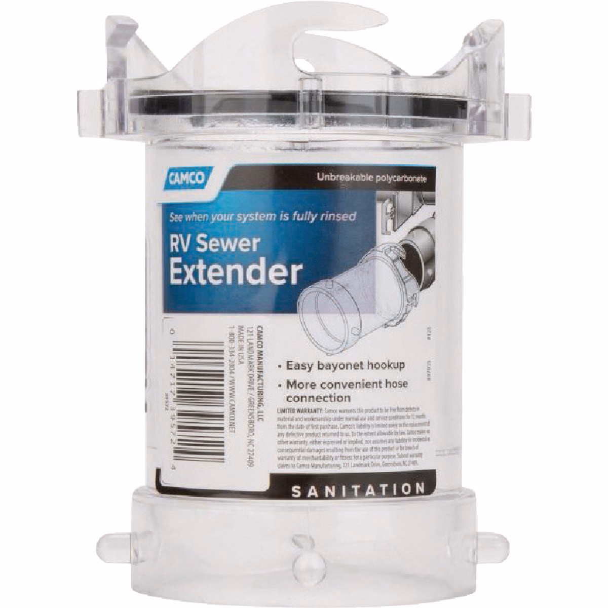 Camco 5 In. Clear Adapter RV Sewer Extender