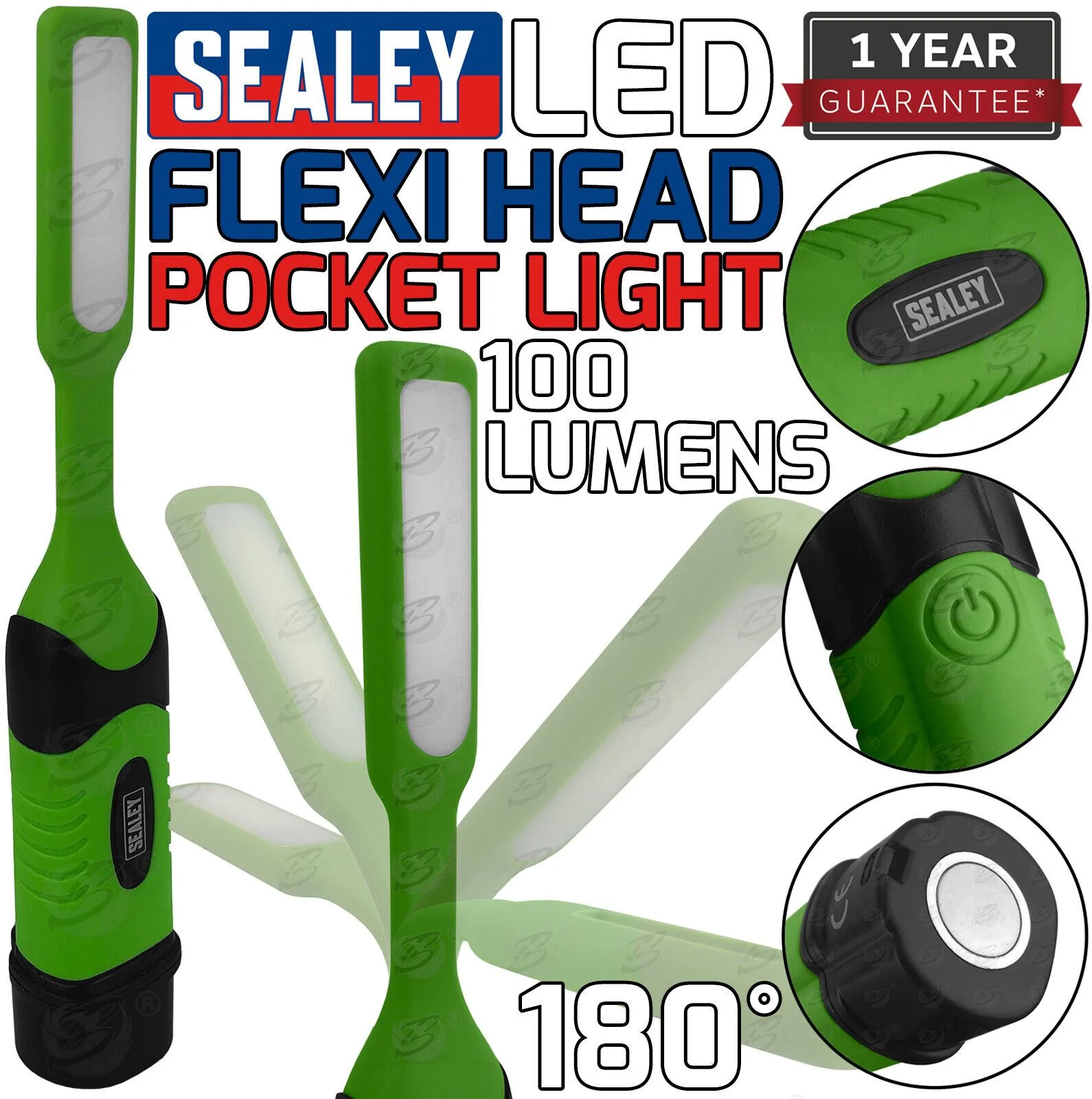 Sealey Smd Led Flexible Magnetic Pocket Inspection Torch ( Green ) ( LED051DB (Green) )