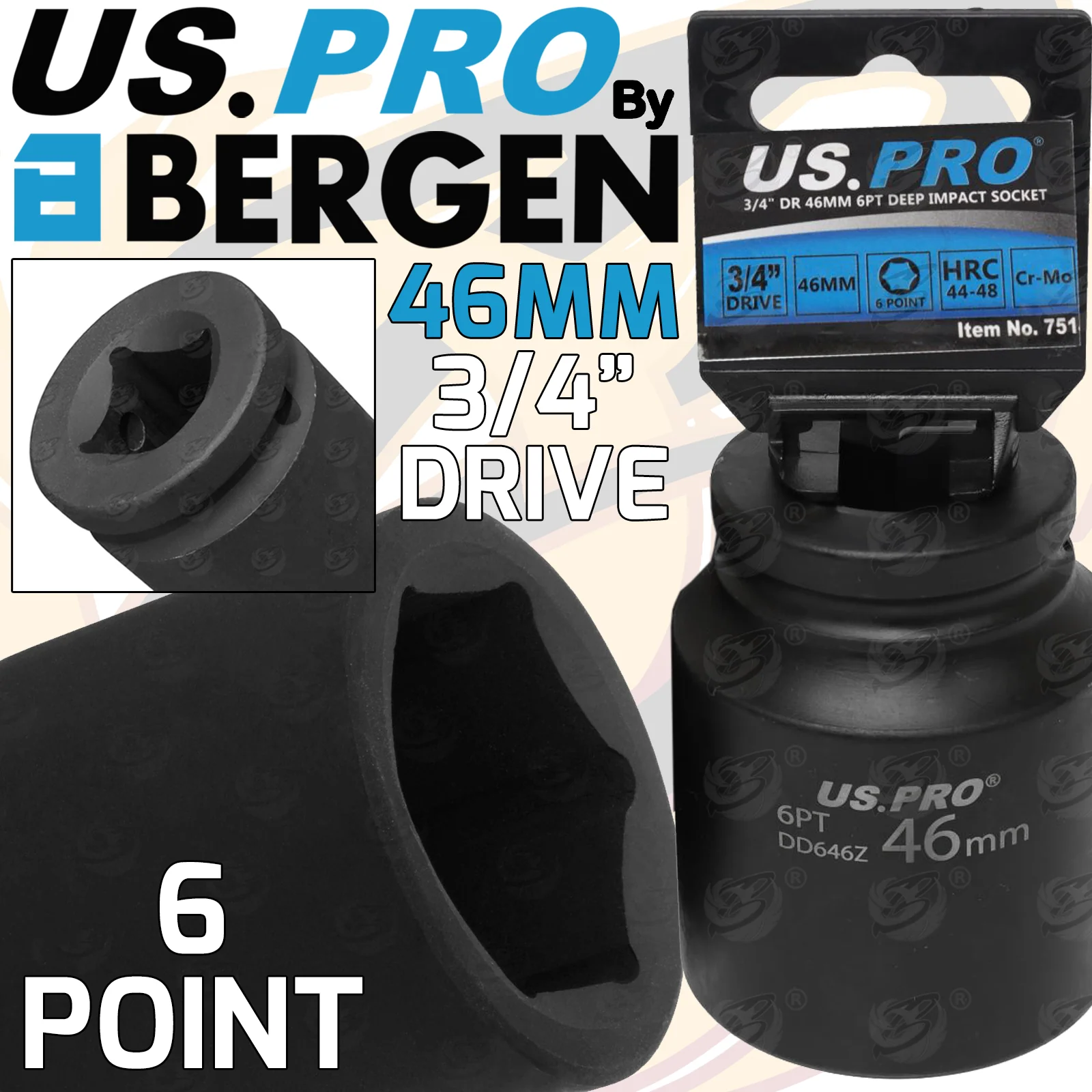 US Pro 46mm 3/4″ Drive 6 Point Deep Impact Socket  7514