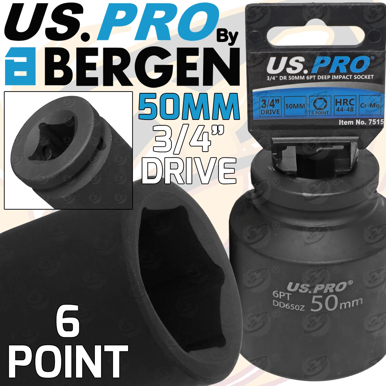 US Pro 50mm 3/4″ Drive 6 Point Deep Impact Socket  7515