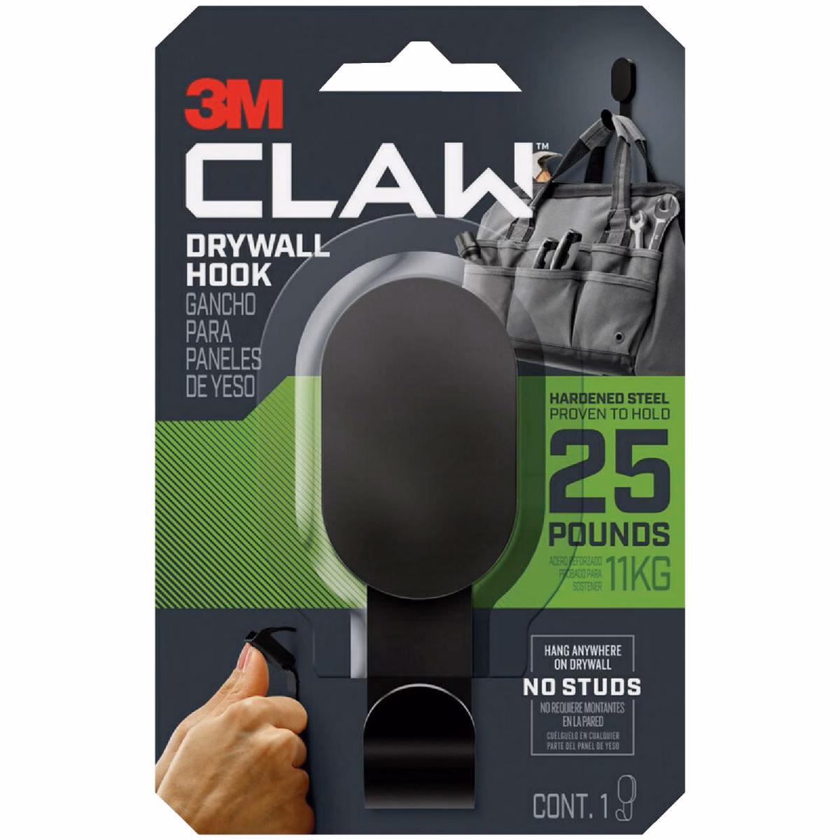 3M Claw 25 Lb. Black Drywall Hook