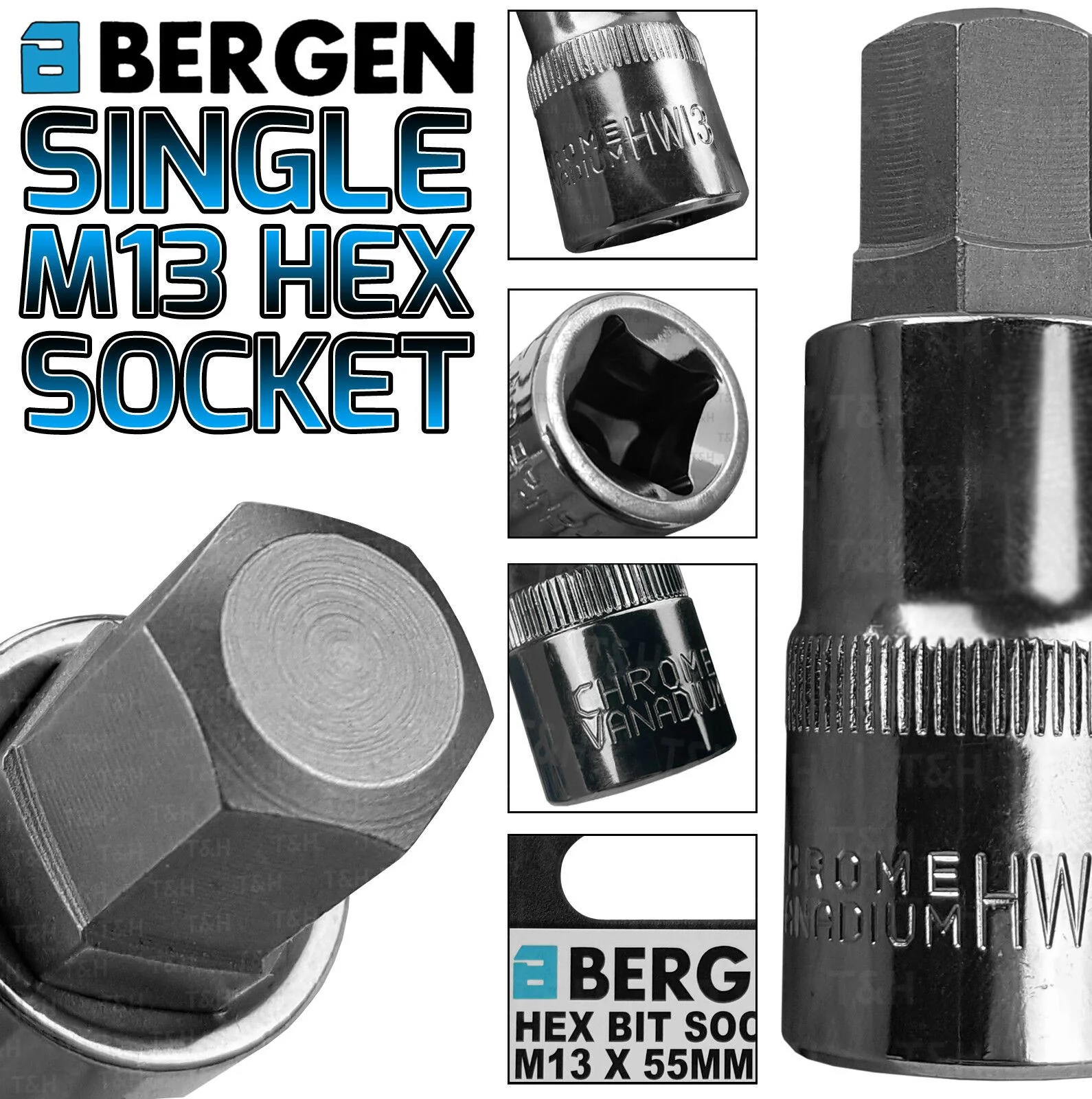US PRO H13 1/2″ DRIVE 55MM LONG HEX BIT SOCKET ( SINGLE )