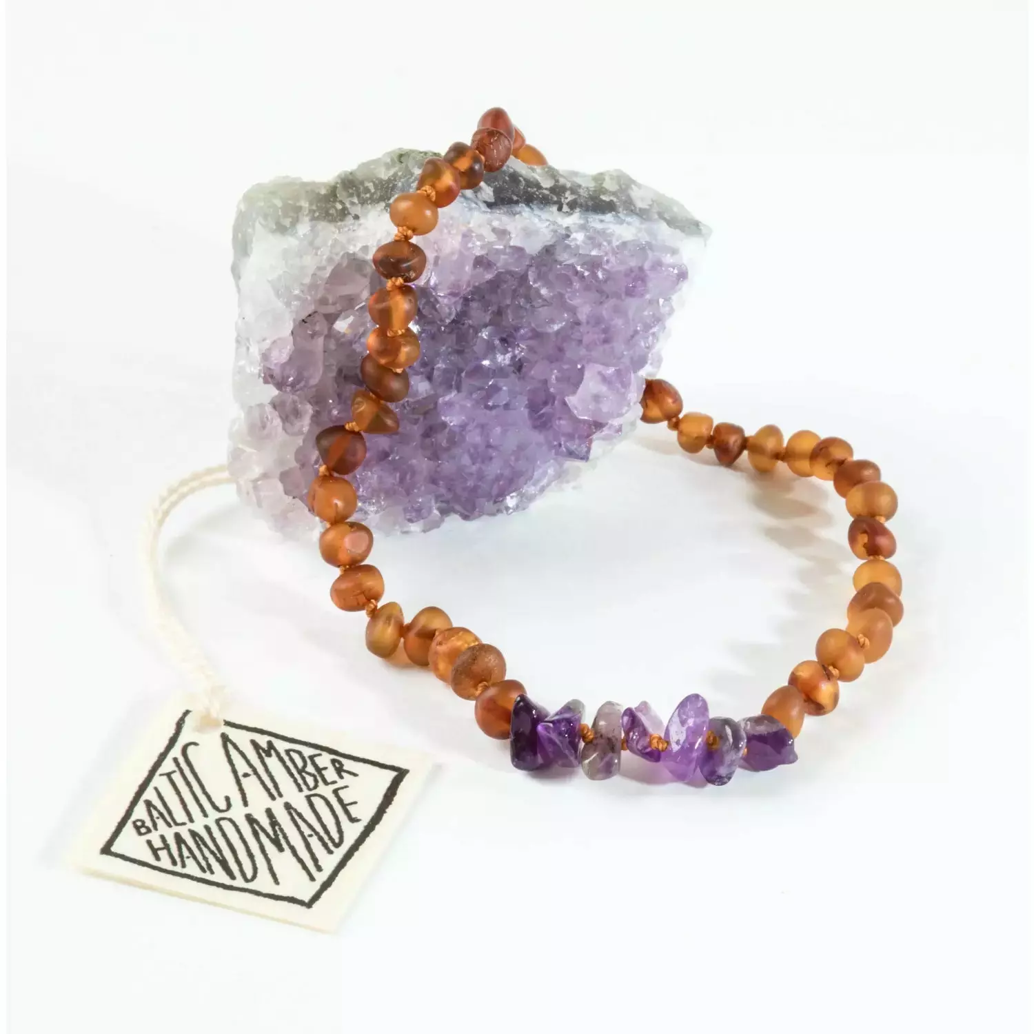 Canyonleaf Kids Raw Baltic Amber + Amethyst Necklace