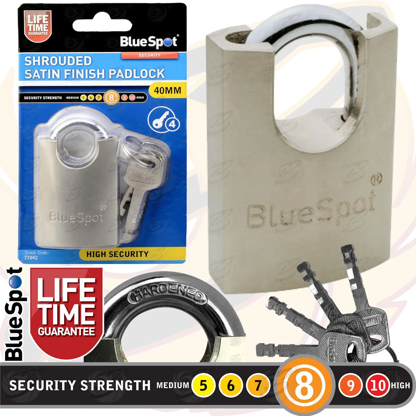 BlueSpot 40mm Shrouded Satin Finish Padlock ( 77042 )