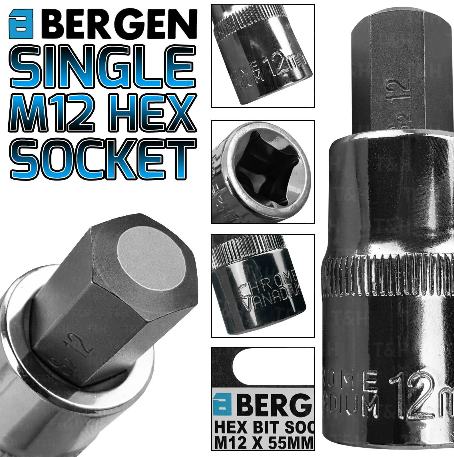 US PRO H12 1/2″ DRIVE 55MM LONG HEX BIT SOCKET ( SINGLE )