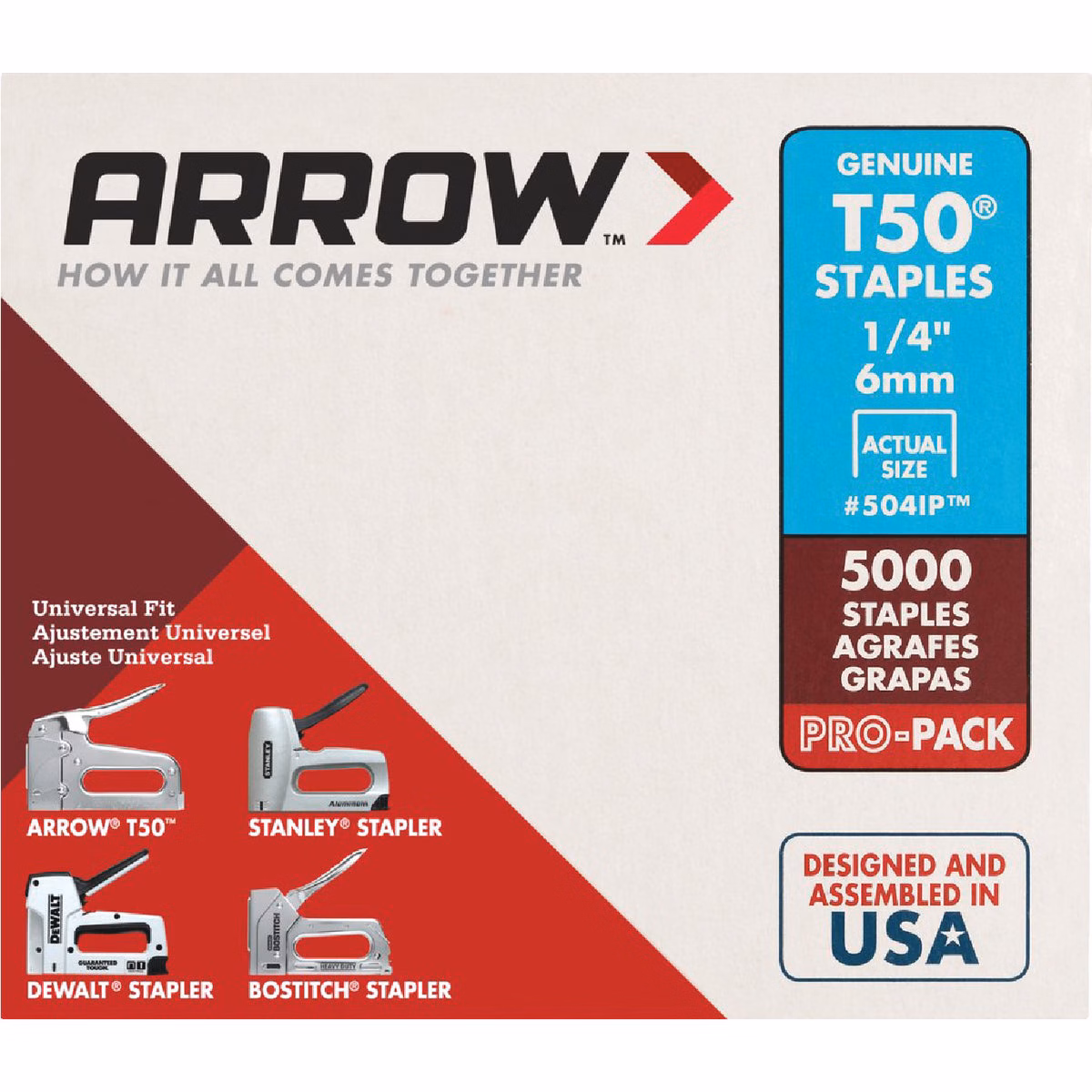 Arrow T50 Pro-Pack Heavy-Duty Staple, 1/4 In. (5000-Pack)