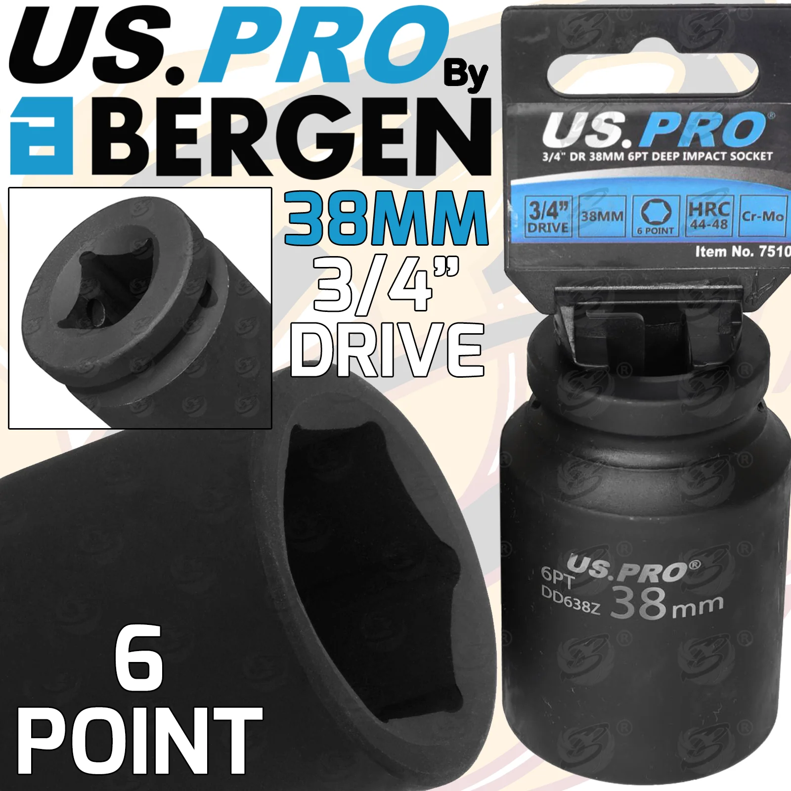 US Pro 38mm 3/4″ Drive 6 Point Deep Impact Socket  7510