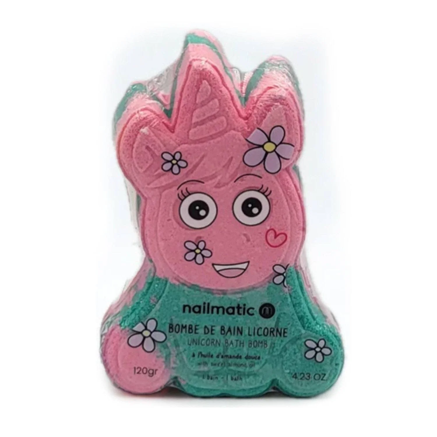 Nailmatic Bath Bomb for Kids UNICORN Pink/ Green