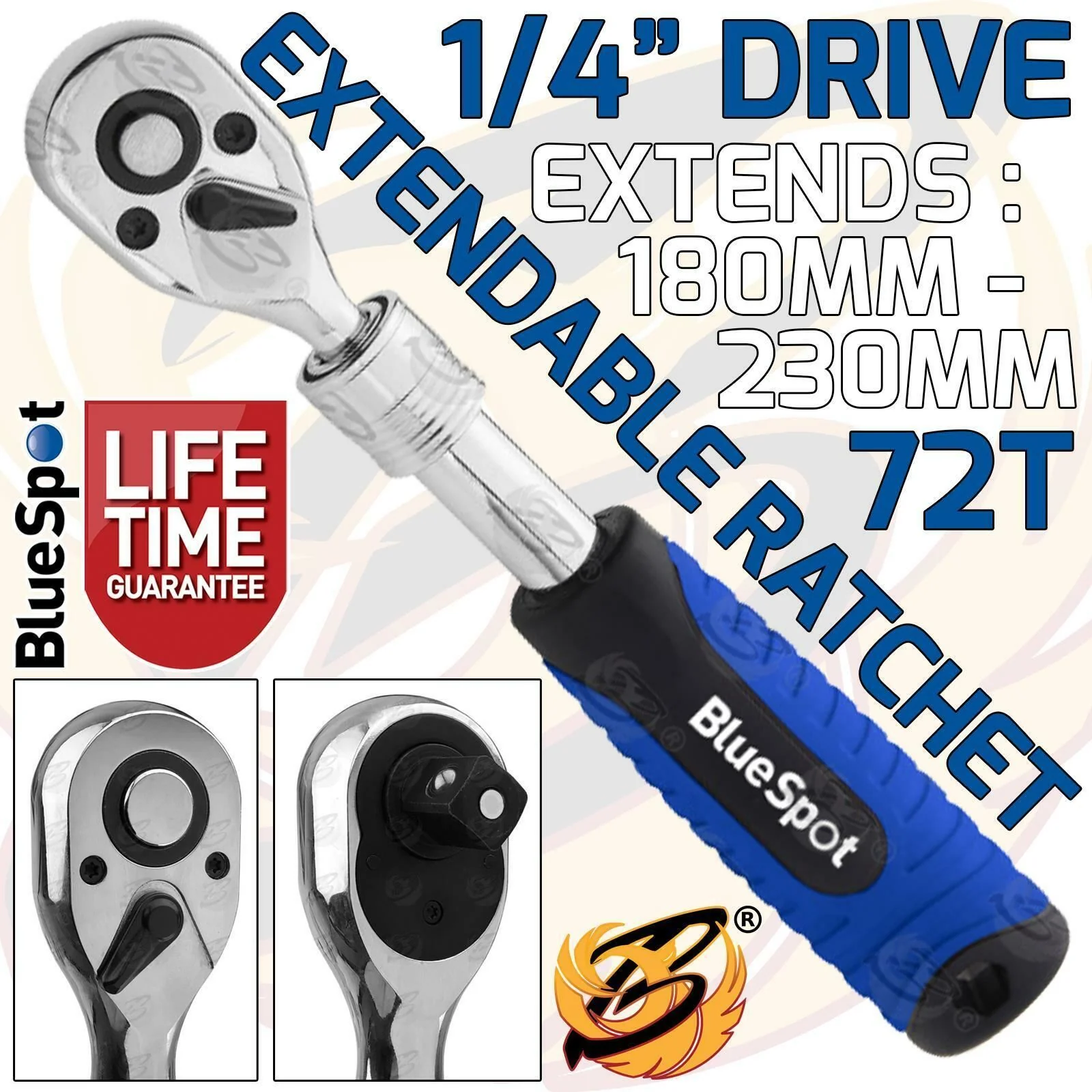 BlueSpot 1/4″ Drive 72 Tooth Extendable Ratchet Handle ( 02023 )