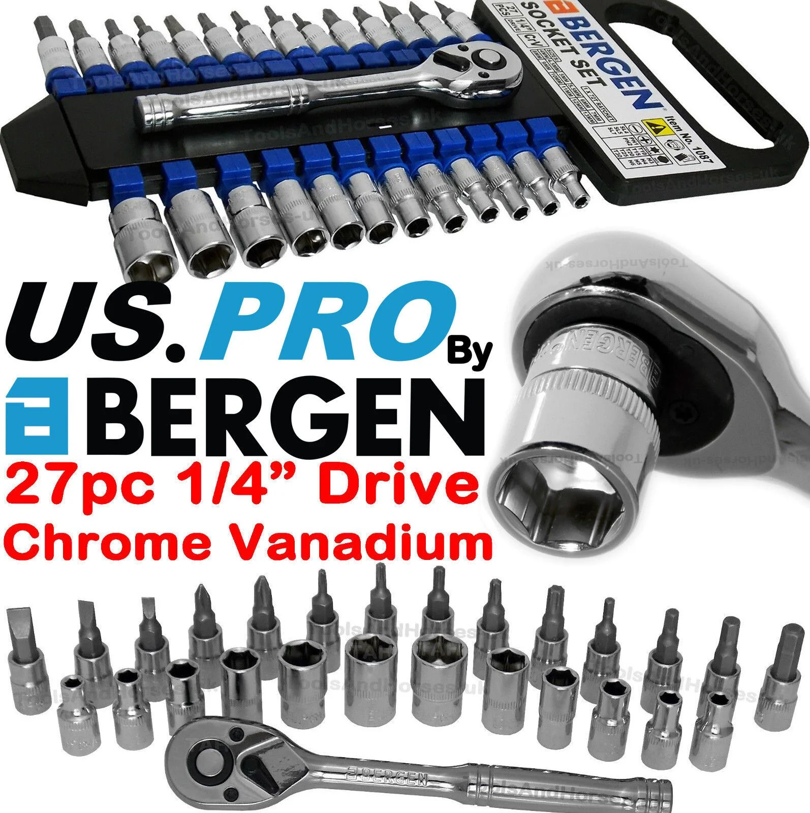 US Pro 27 Piece 1/4″ Drive 6 Point Socket Set 4mm – 13mm  3249