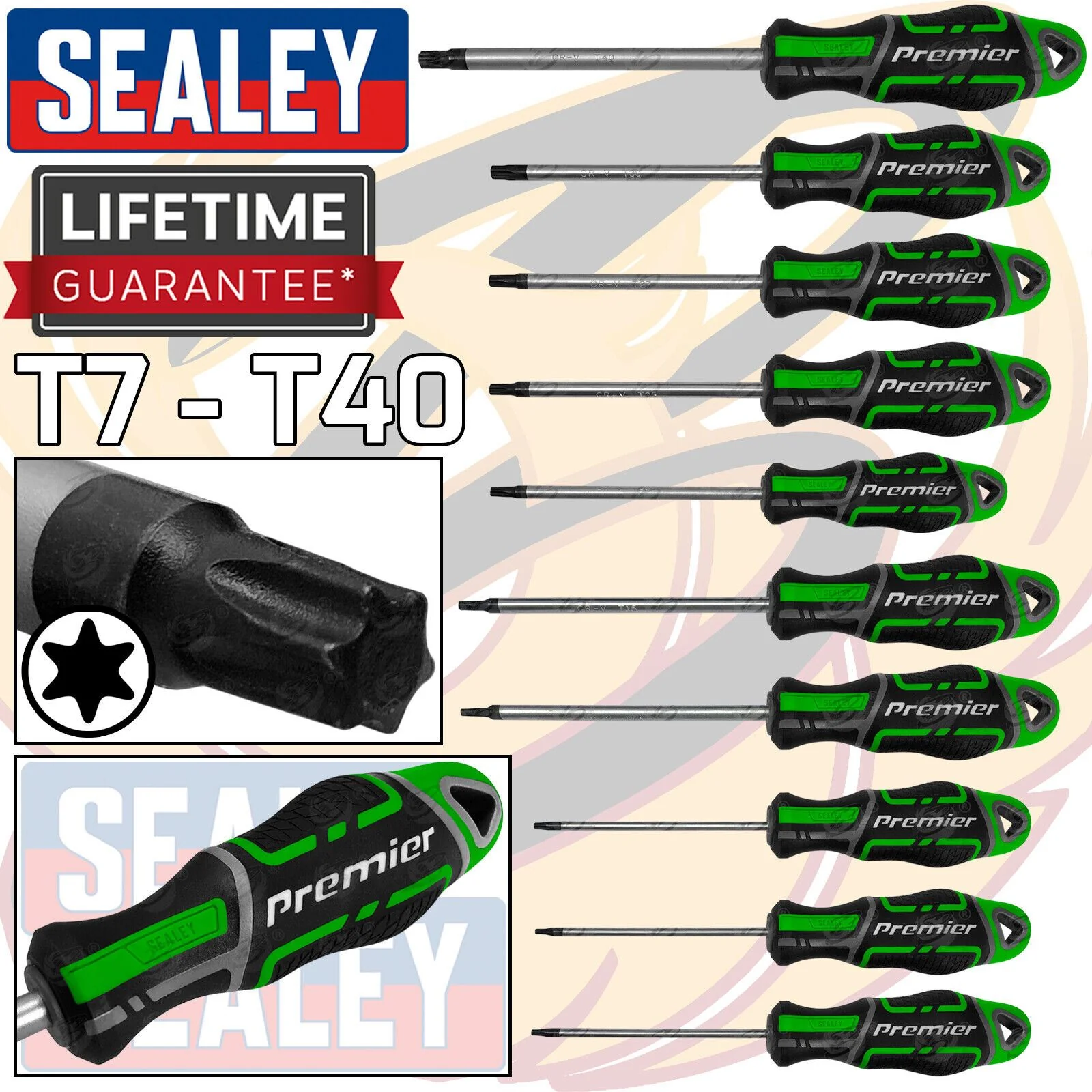 Sealey 10 Piece Magnetic Torx Screwdriver Set T7 – T40 ( Hi Vis ) ( AK4324HV )