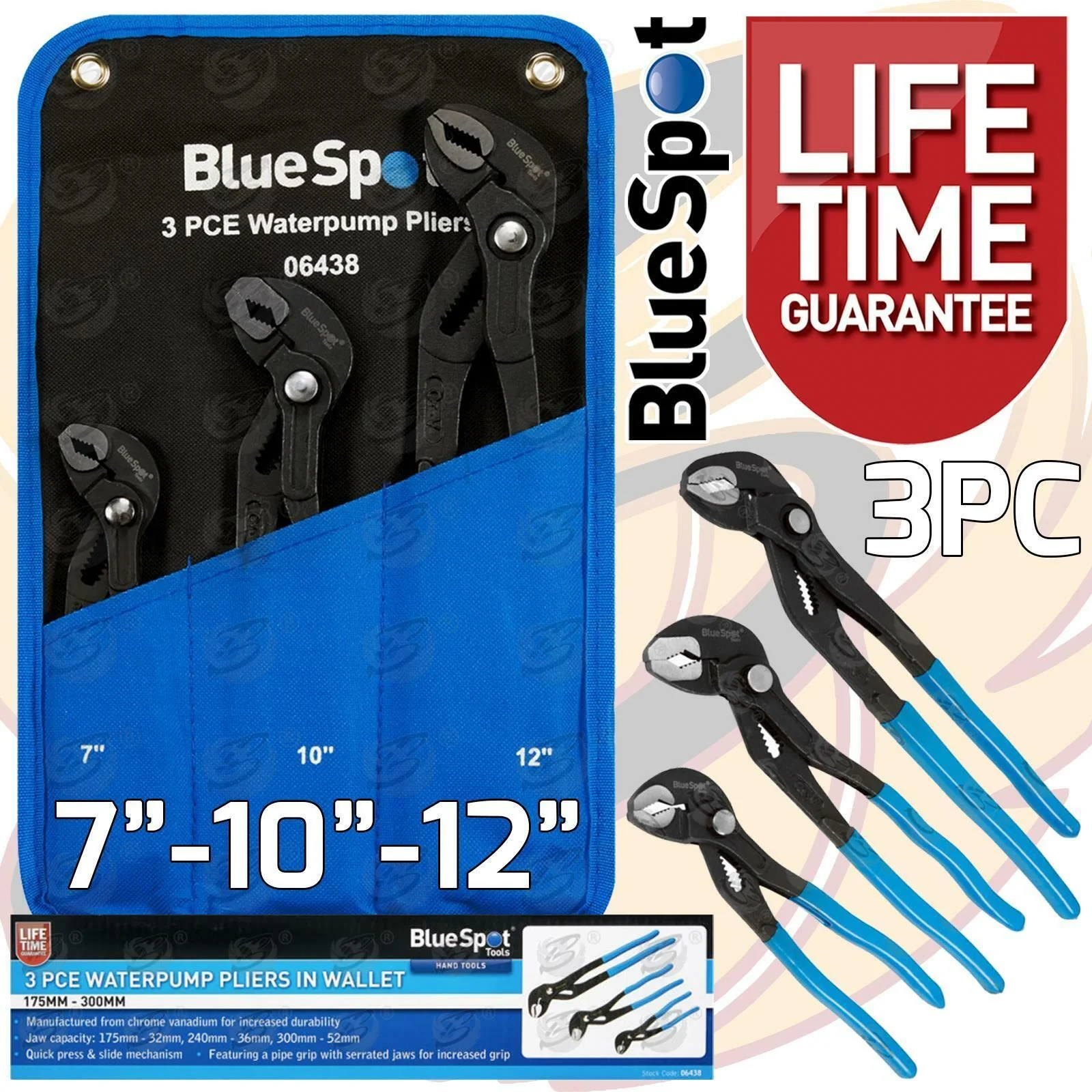 BlueSpot 3 Piece Locking Water Pump Pliers ( 06438 )