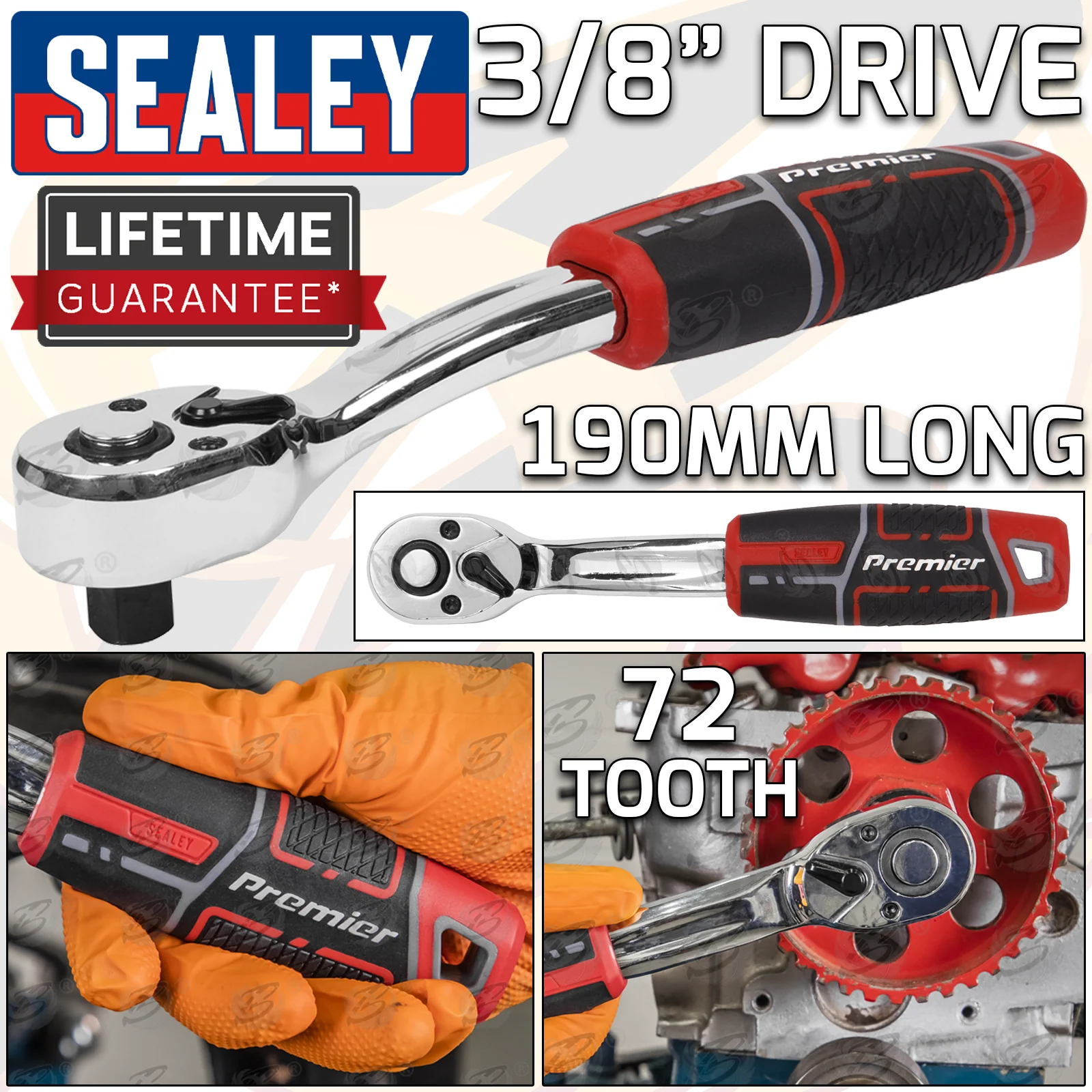 Sealey 3/8″ Drive 72 Tooth Curved Ratchet Handle ( AK8938 )