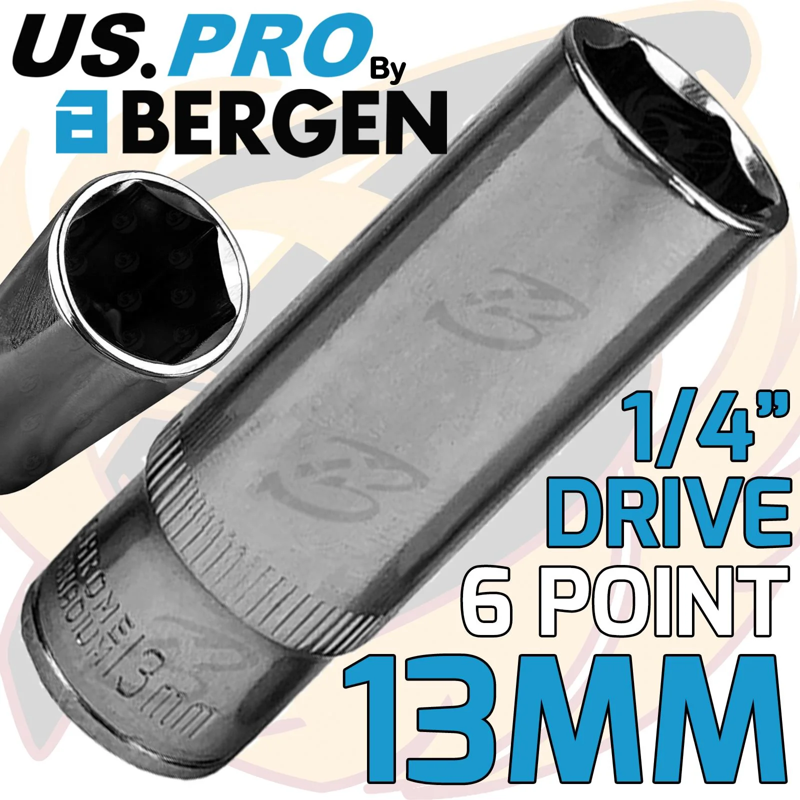 US PRO 13MM 1/4″ DRIVE 6 POINT SOCKET ( SINGLE )
