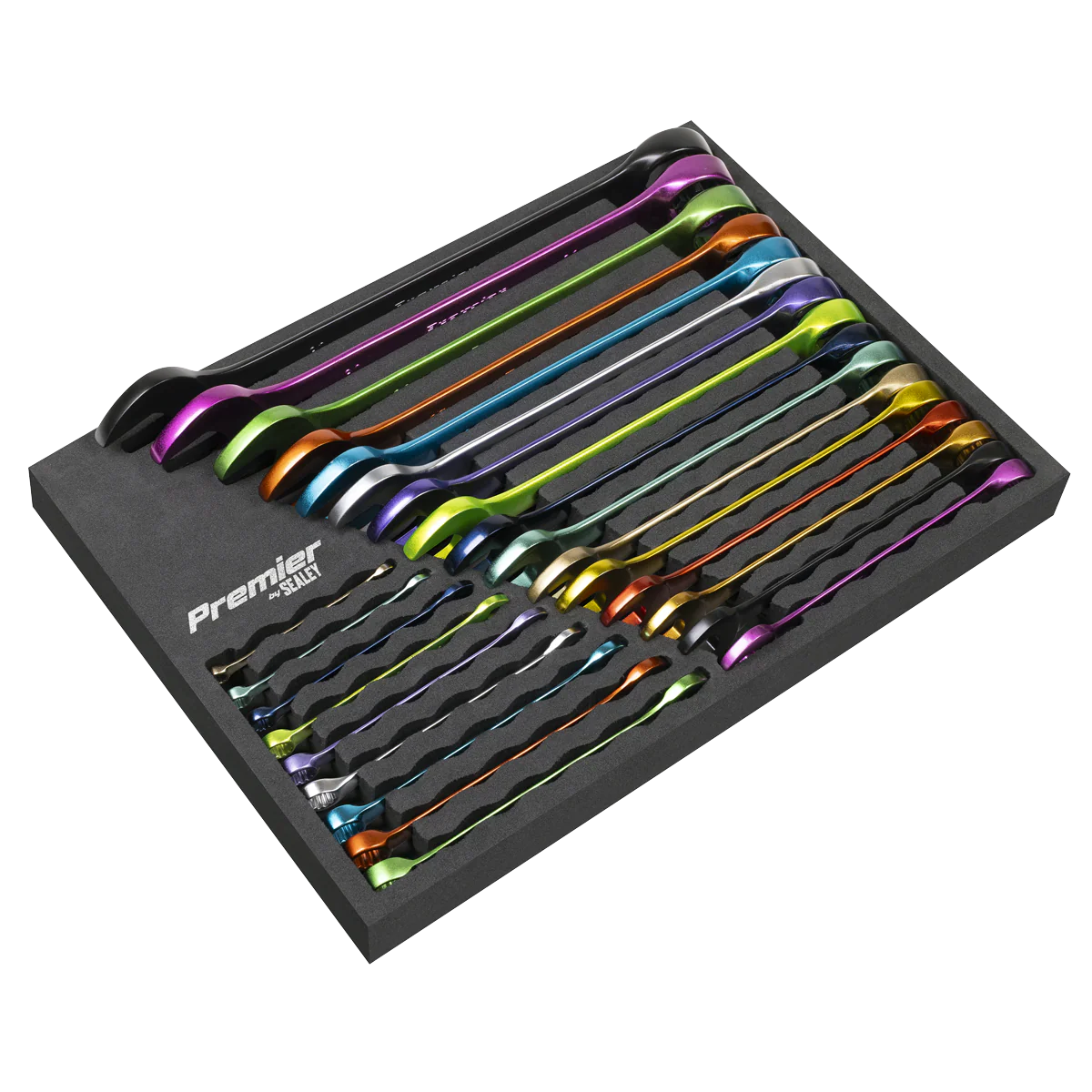Sealey 25 Piece Multi Coloured Combination Spanners 6mm – 32mm In EVA Foam Storage Block With A Manufacturers LifeTime Guarantee AK63268