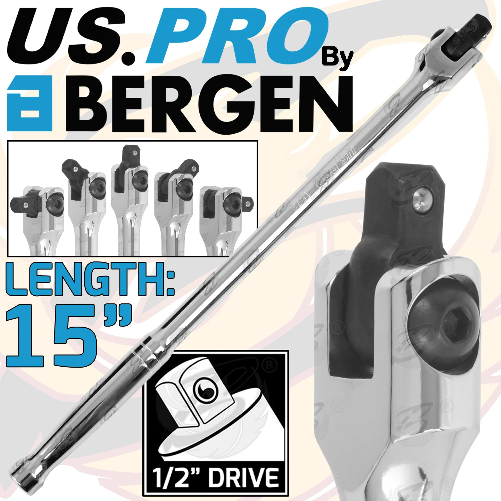 US Pro 1/2″ Drive 15″ Long Breaker Bar  1578