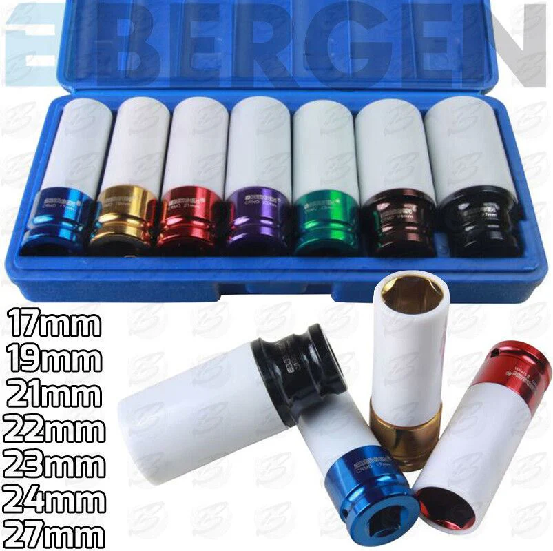 US Pro 7 Piece 1/2″ Drive 6 Point Alloy Wheel Nut Sockets 17mm – 27mm  3459