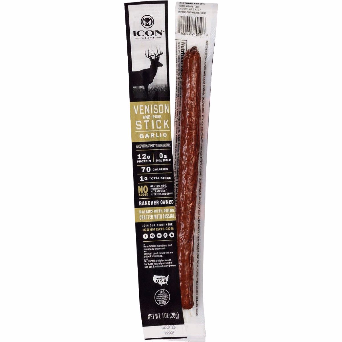 Icon 1 Oz. Garlic Venison Stick Jerky