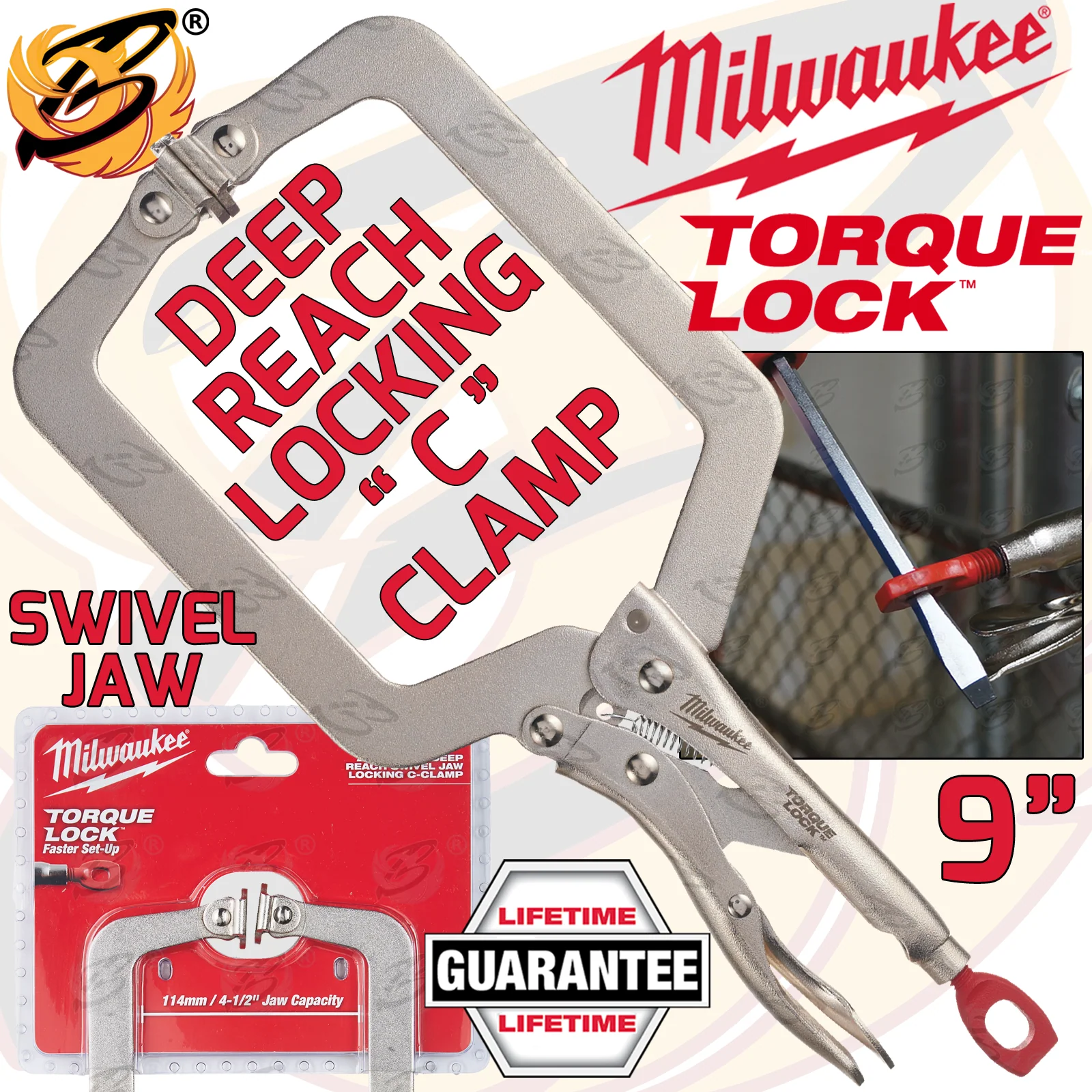 Milwaukee 9″ Deep Reach Swivel Jaw Torque Lock Locking Pliers ( 4932472258 )